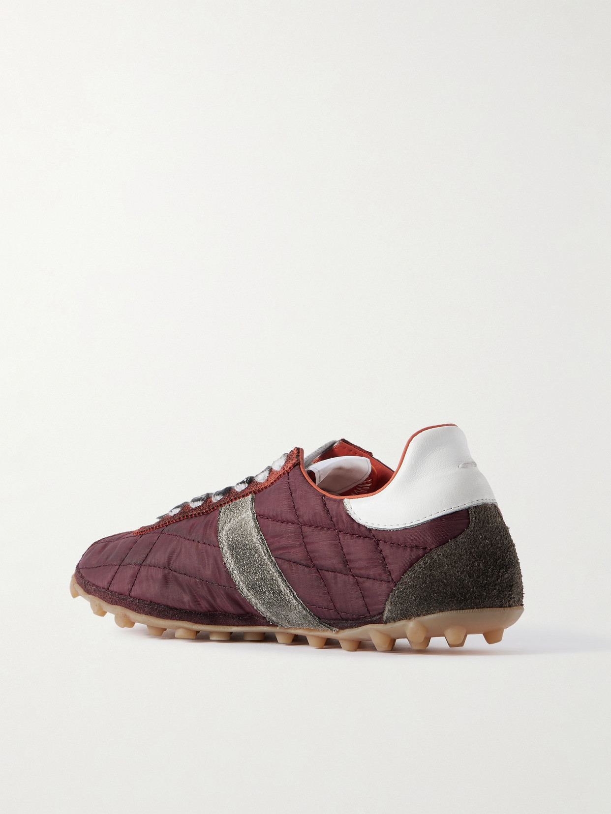 Maison Margiela Sprinter Leather And Brushed Suede-trimmed Shell Sneakers In Purple