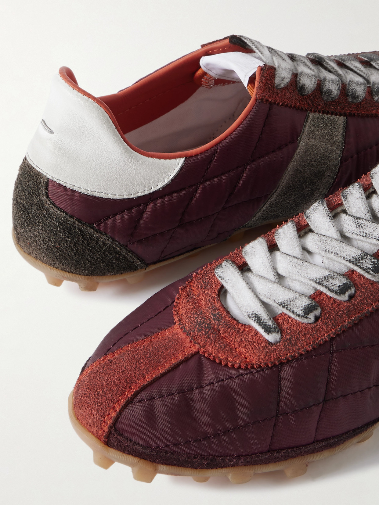 Maison Margiela Sprinter Leather And Brushed Suede-trimmed Shell Sneakers In Purple