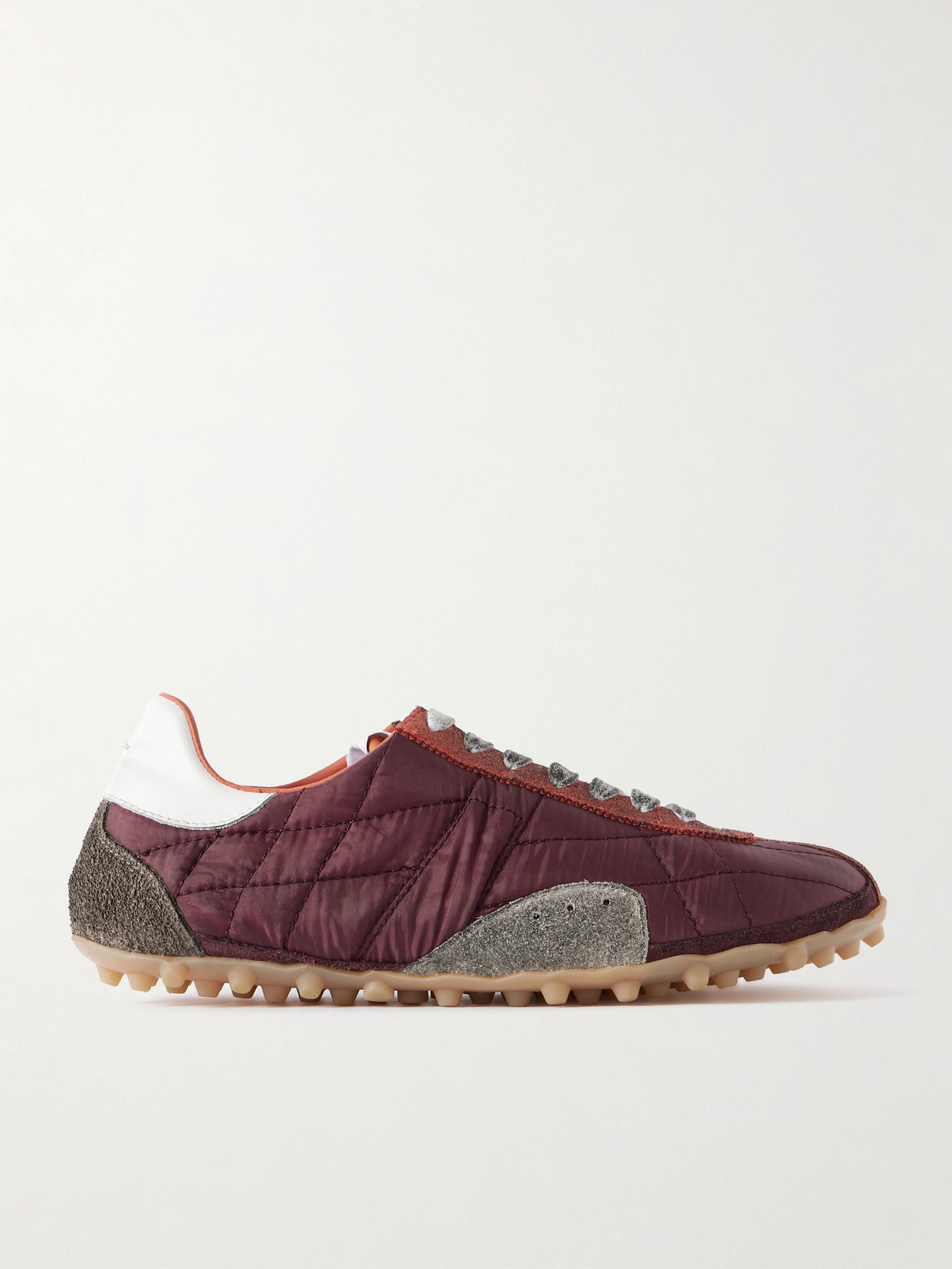 Maison Margiela Sprinter Leather And Brushed Suede-trimmed Shell Sneakers In Purple