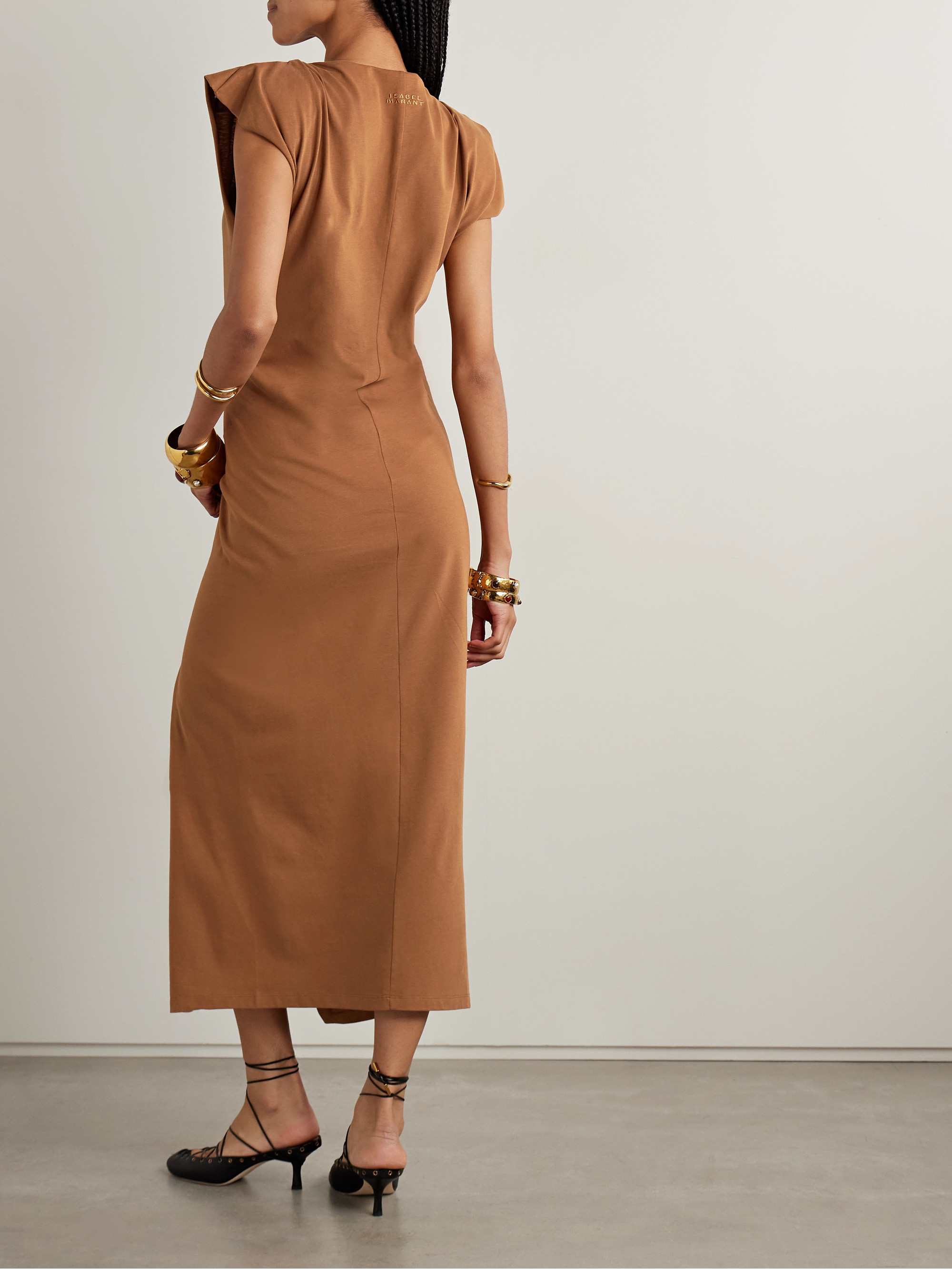 Isabel Marant Nadela asymmetric gathered cotton-jersey maxi dress