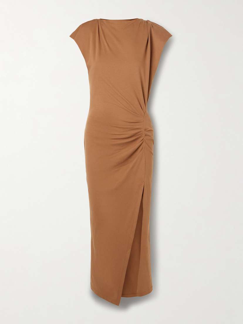 Isabel Marant Nadela Asymmetric Gathered Cotton-jersey Maxi Dress