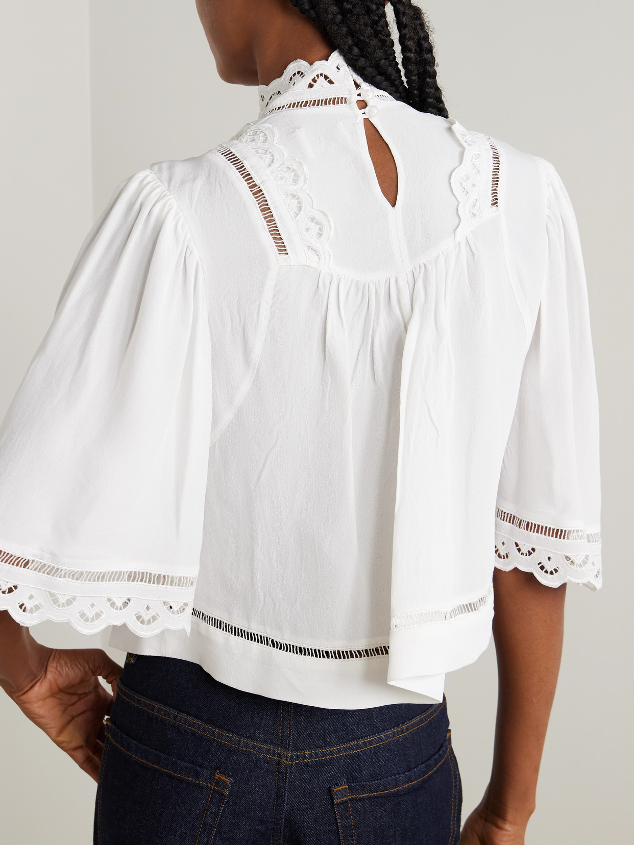 Isabel Marant Frany Broderie Anglaise Crepe Blouse