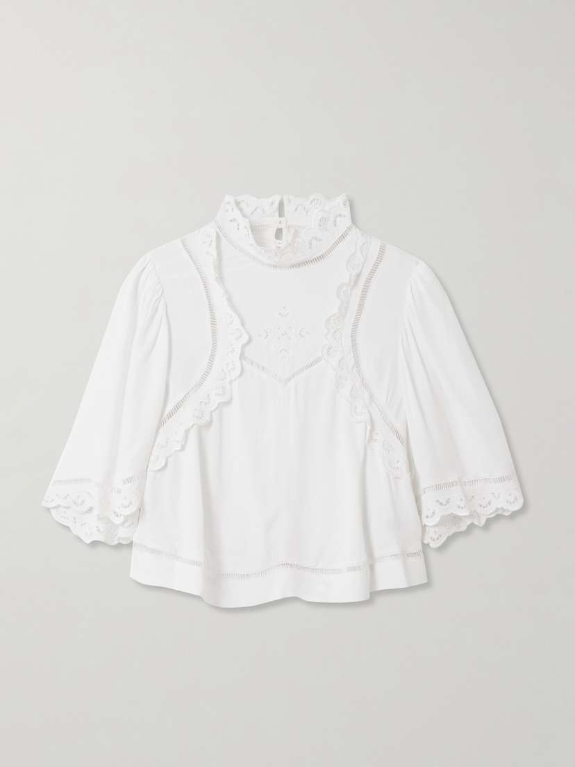 Isabel Marant Frany Broderie Anglaise Crepe Blouse