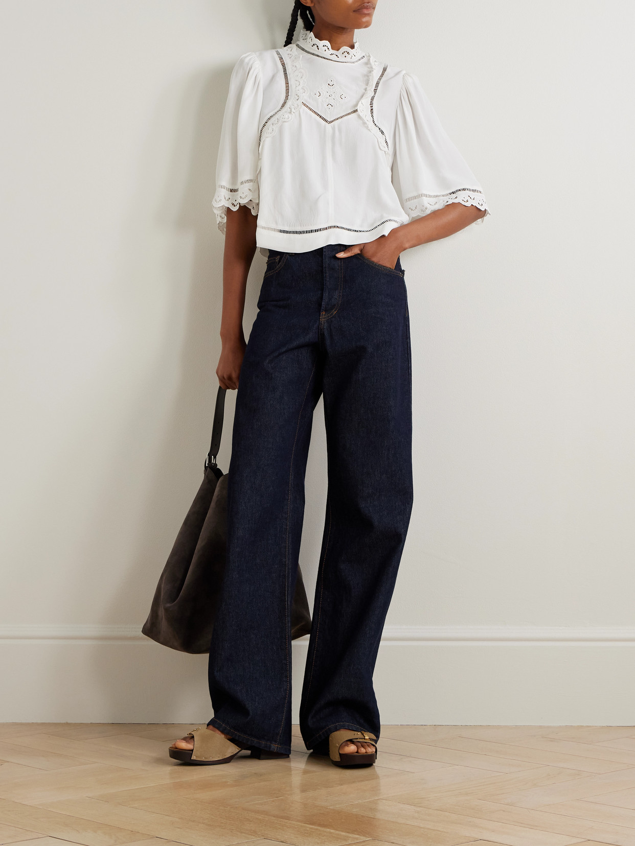 Isabel Marant Frany Broderie Anglaise Crepe Blouse