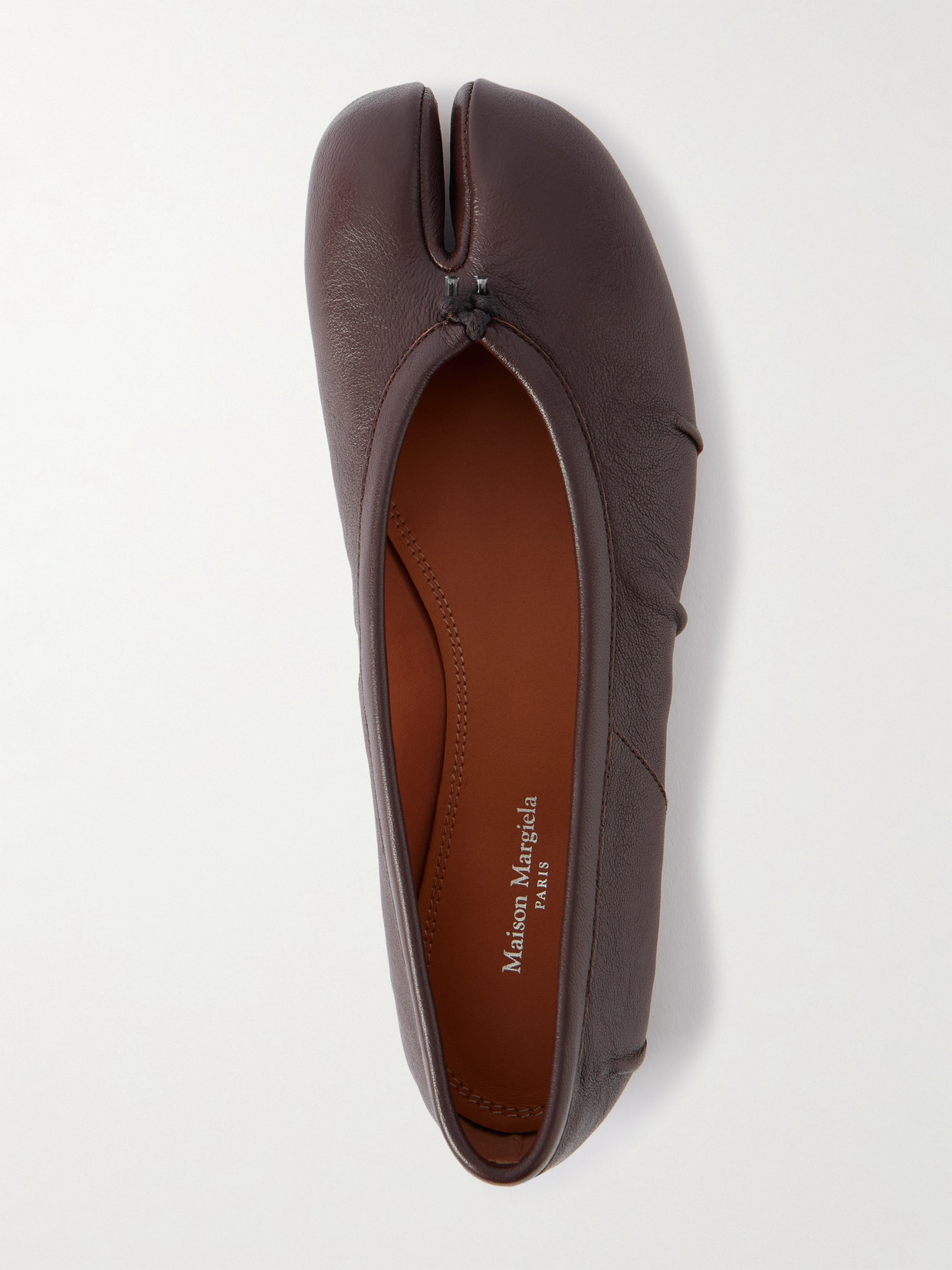 Maison Margiela New Round Toe Ballerina With Stitch Detailing In Brown