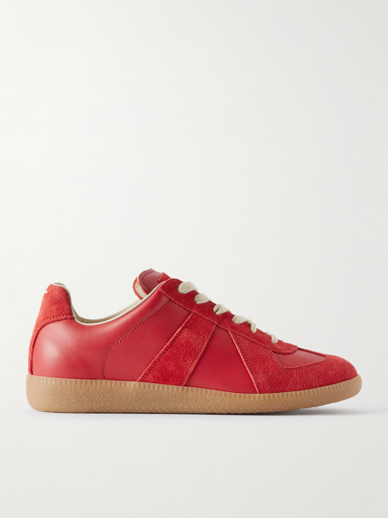 Maison Margiela Replica Leather And Suede Sneakers In Red