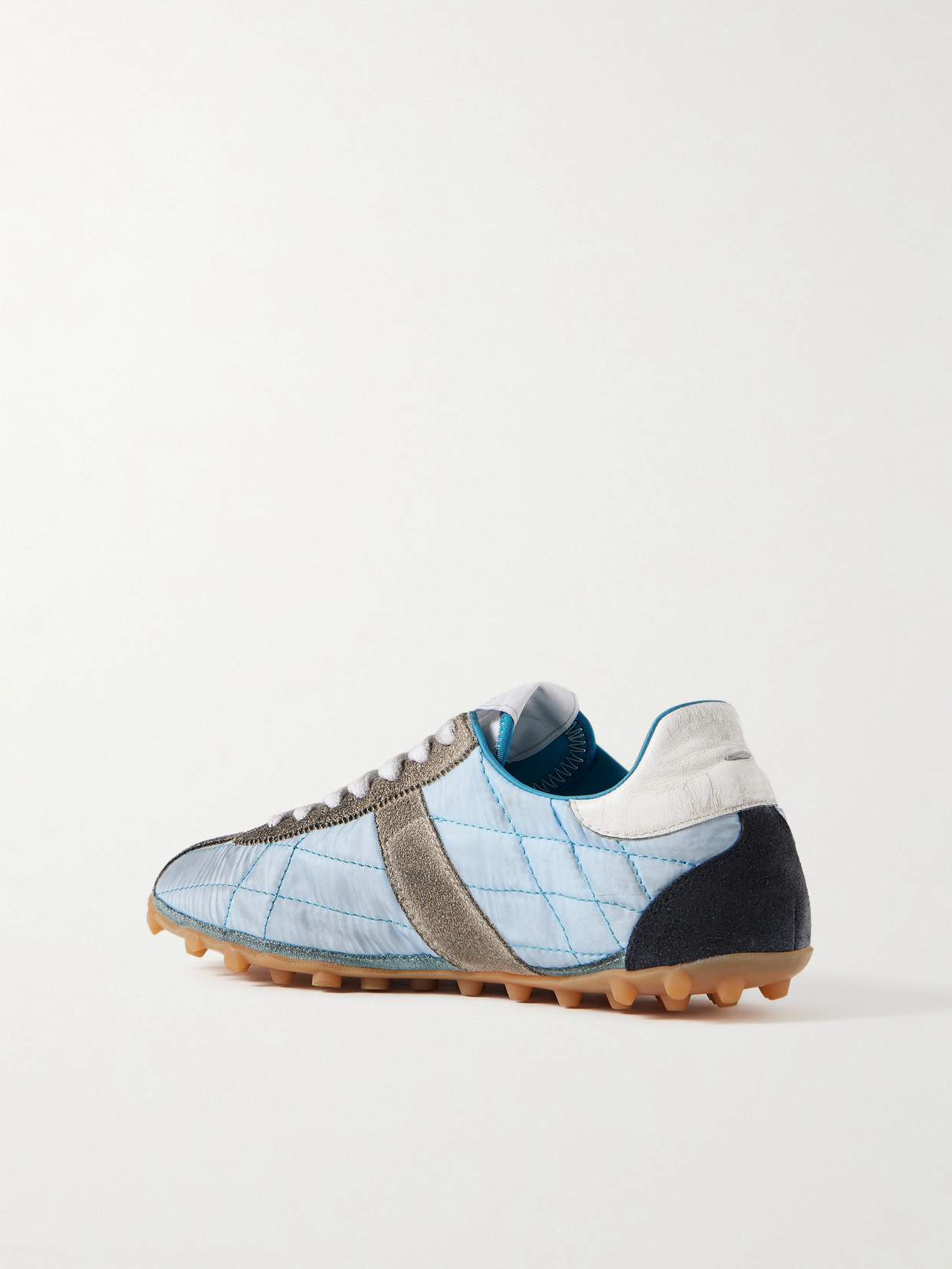 Maison Margiela Sprinter Leather And Brushed Suede-trimmed Shell Sneakers In Blue