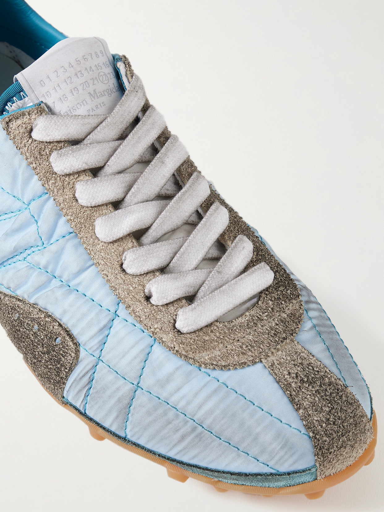 Maison Margiela Sprinter Leather And Brushed Suede-trimmed Shell Sneakers In Blue