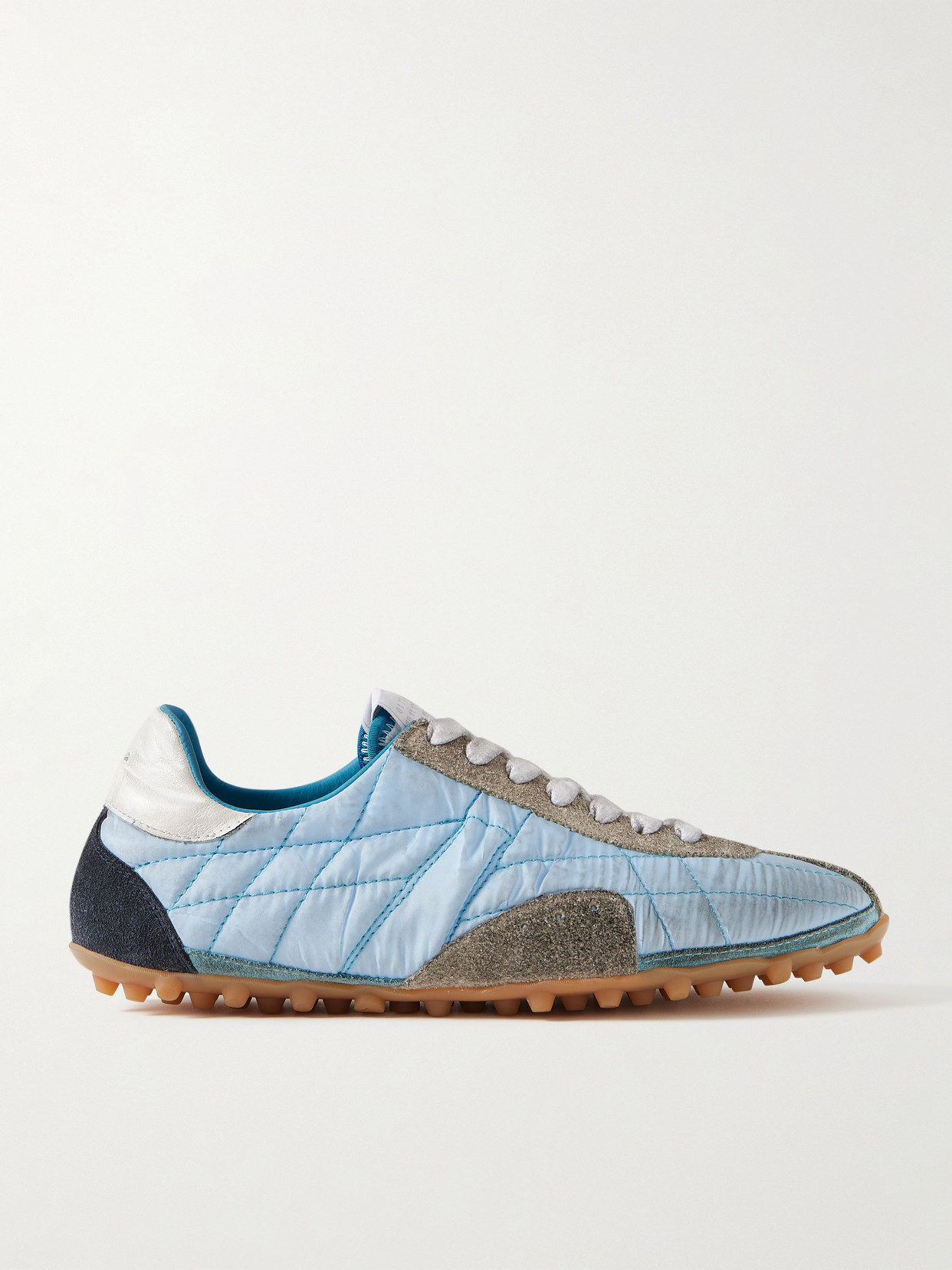 Maison Margiela Sprinter Leather And Brushed Suede-trimmed Shell Sneakers In Blue