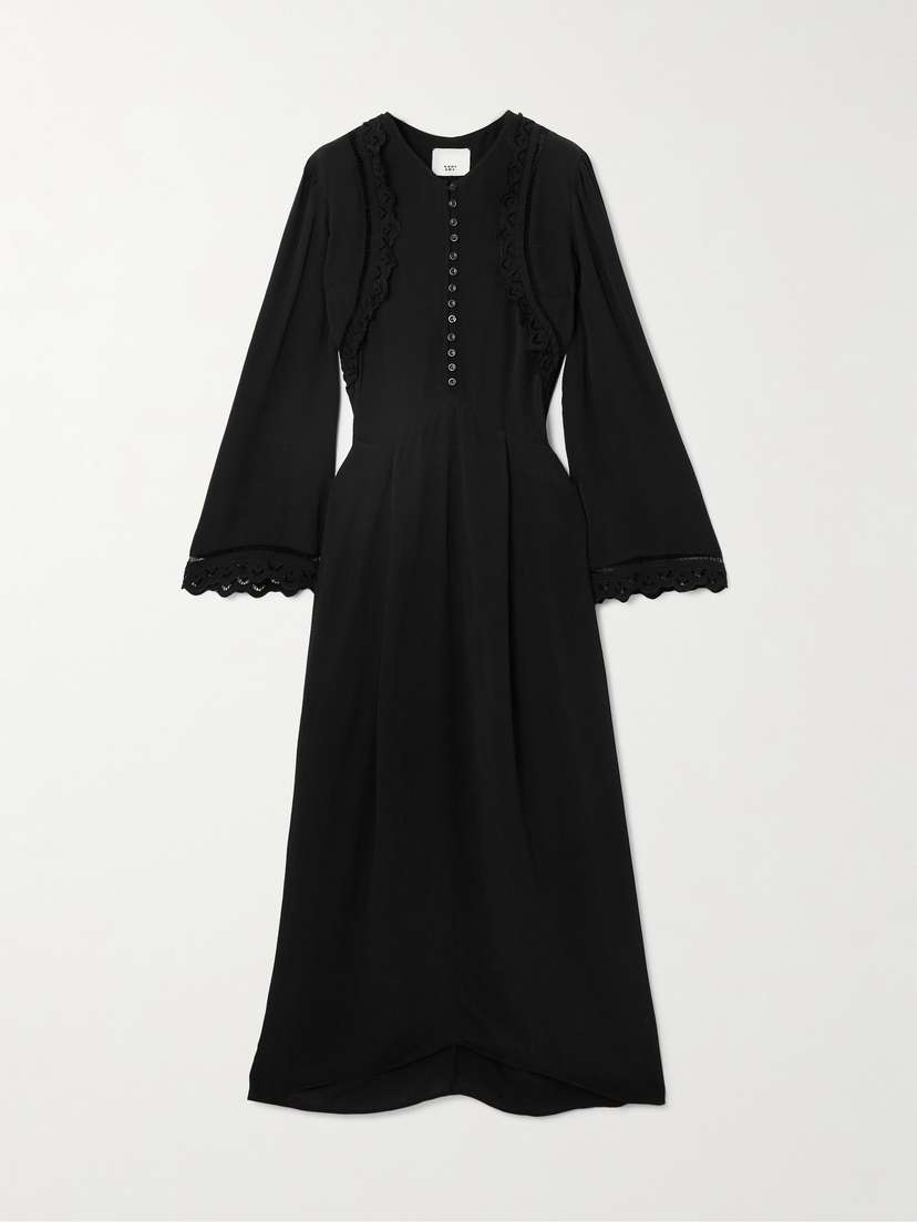 Isabel Marant Faustina Broderie Anglaise And Pointelle-trimmed Poplin Midi Dress