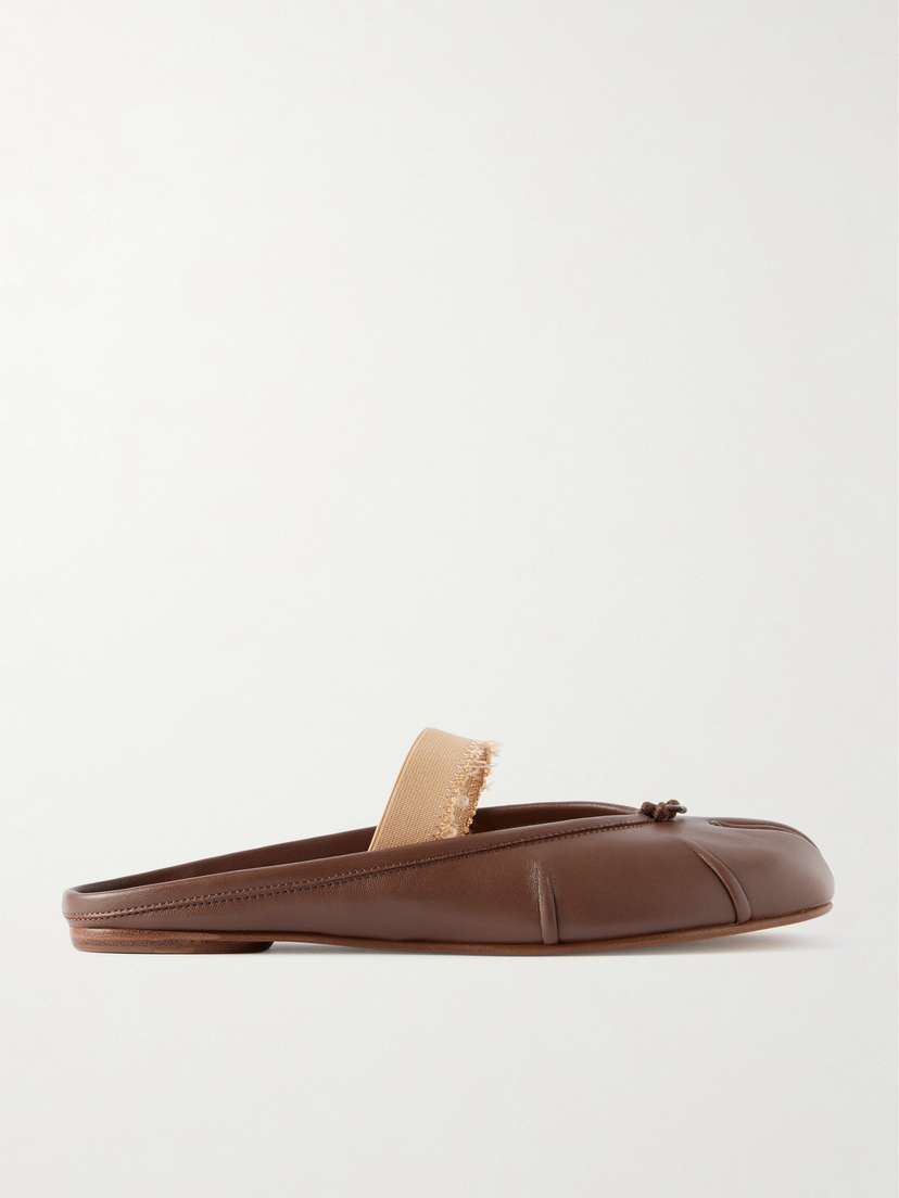 Maison Margiela Tabi Frayed Split-toe Leather Ballet Flats
