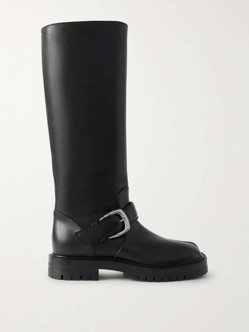 Maison Margiela Tabi Buckled Split-toe Leather Knee Boots