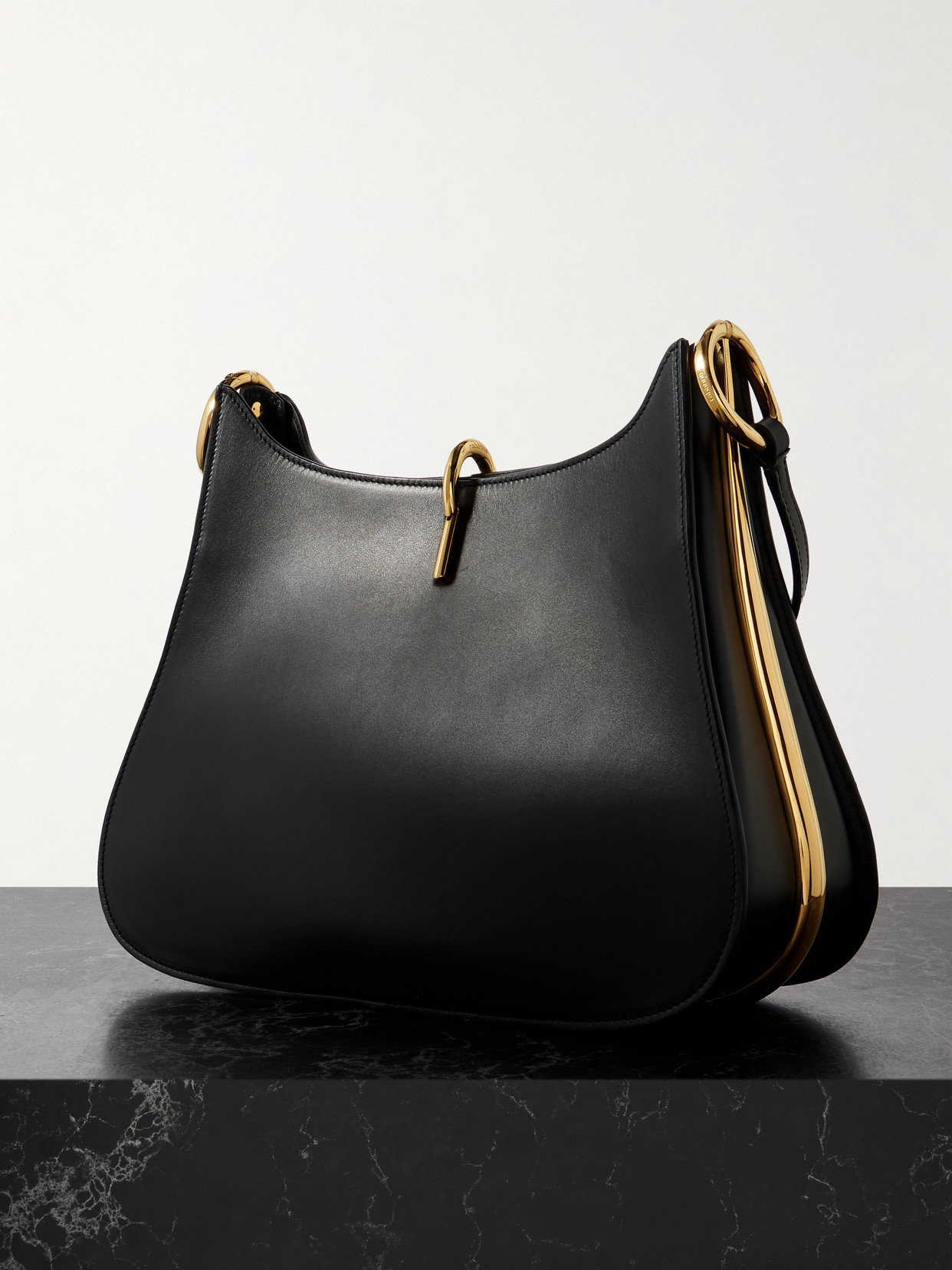 Rabanne Embellished Leather Shoulder Bag In Black