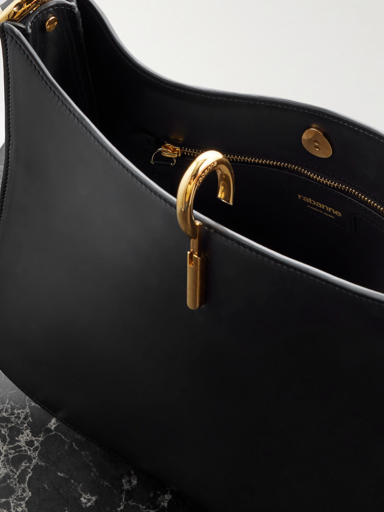 Rabanne Embellished Leather Shoulder Bag In Black