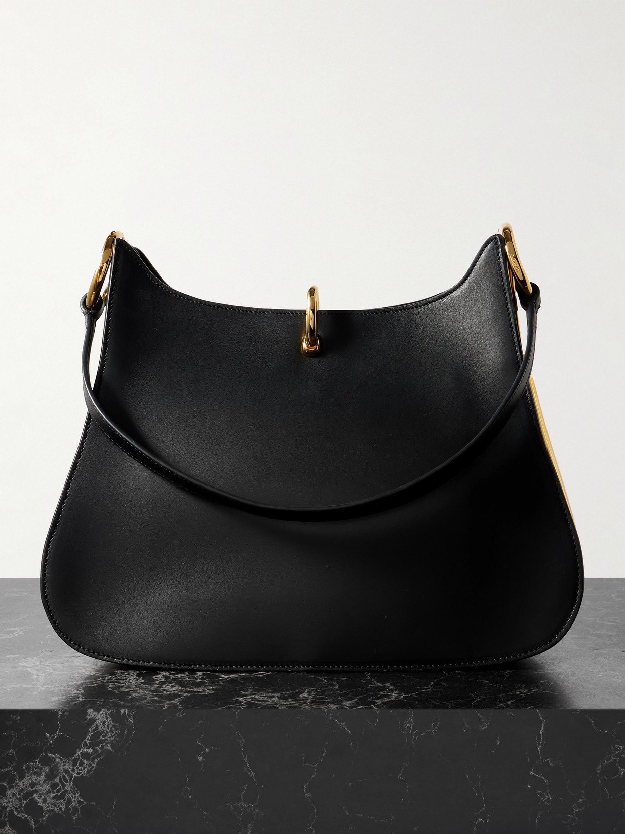 Rabanne Embellished Leather Shoulder Bag In Black