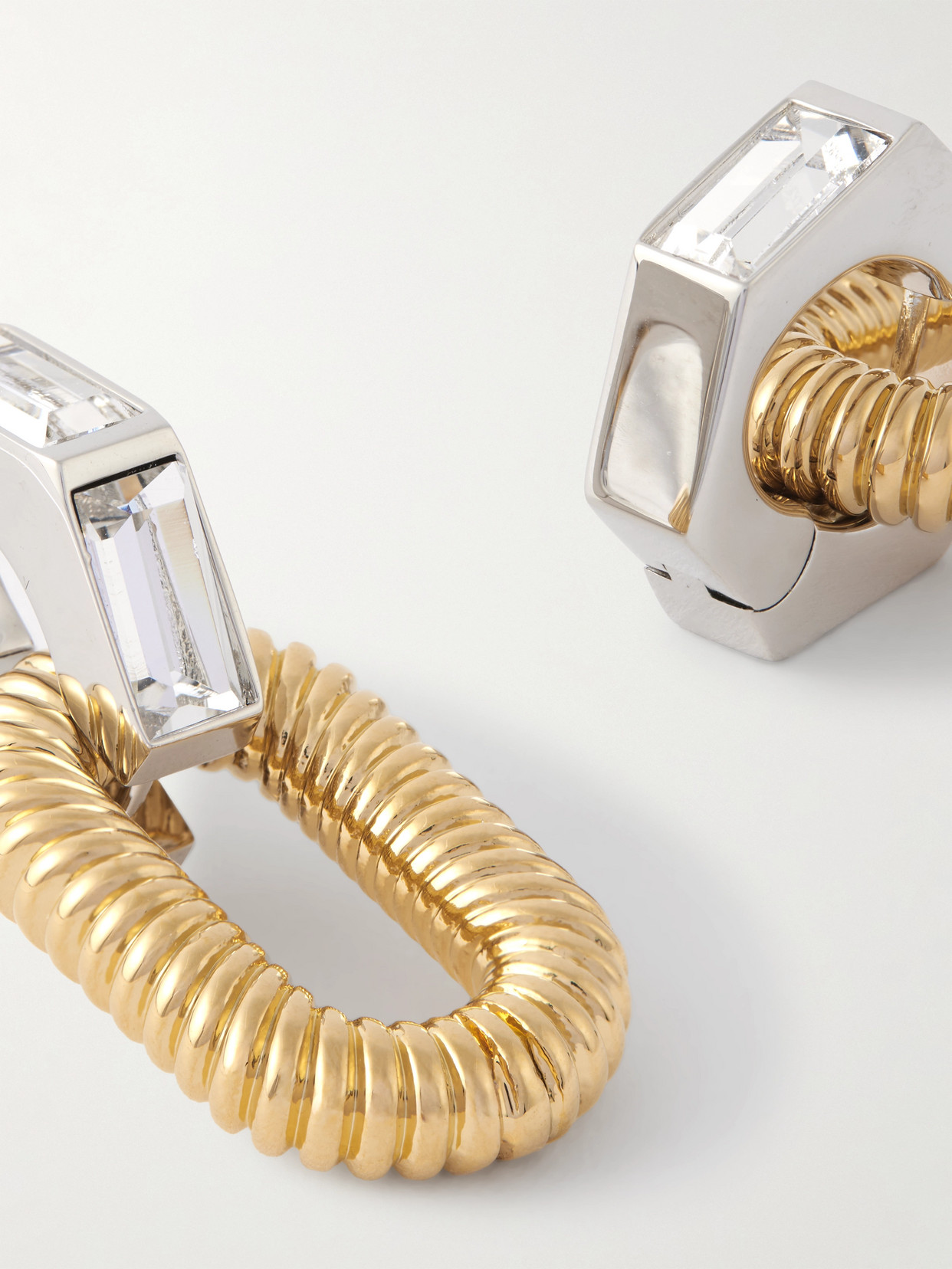 Rabanne Xl Link Gold And Silver-tone Crystal Earrings