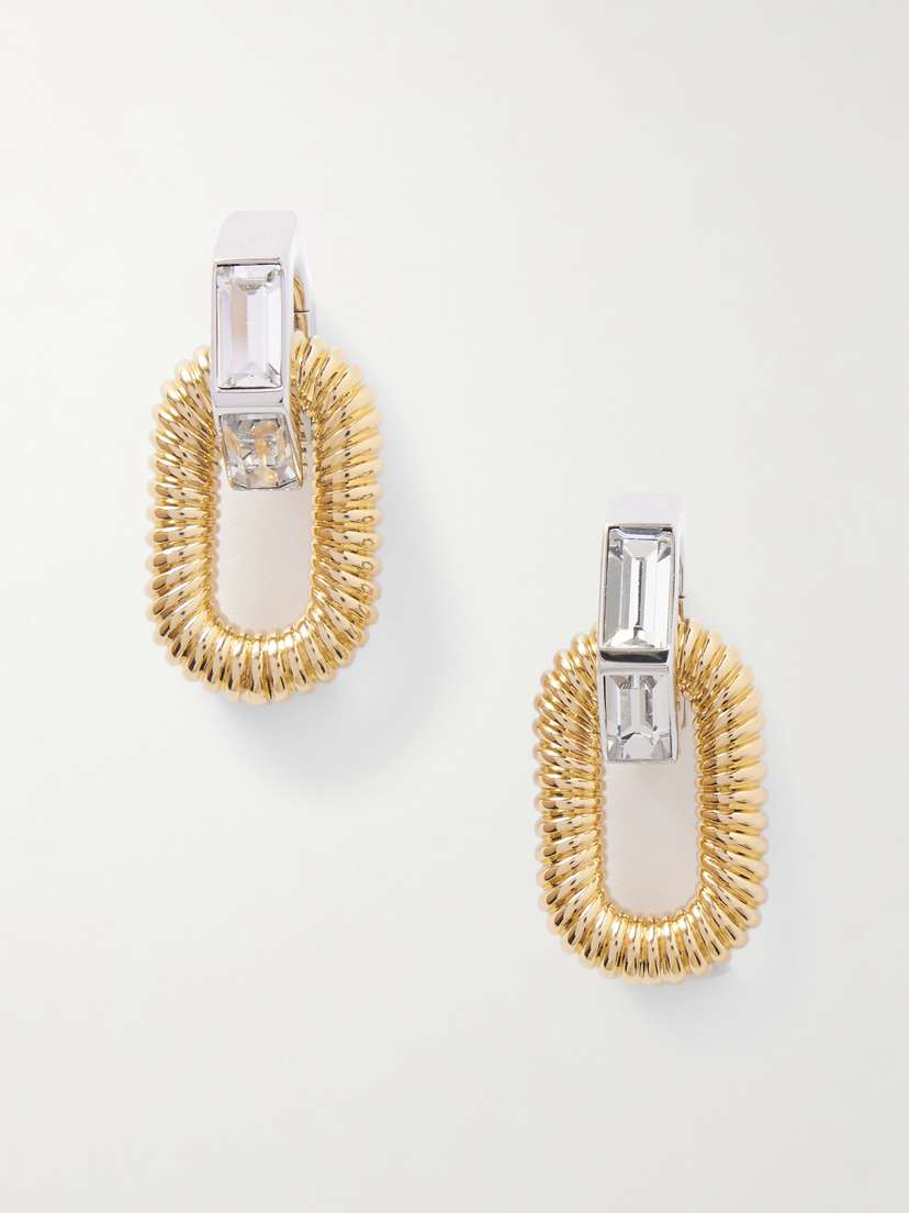 Rabanne Xl Link Gold And Silver-tone Crystal Earrings