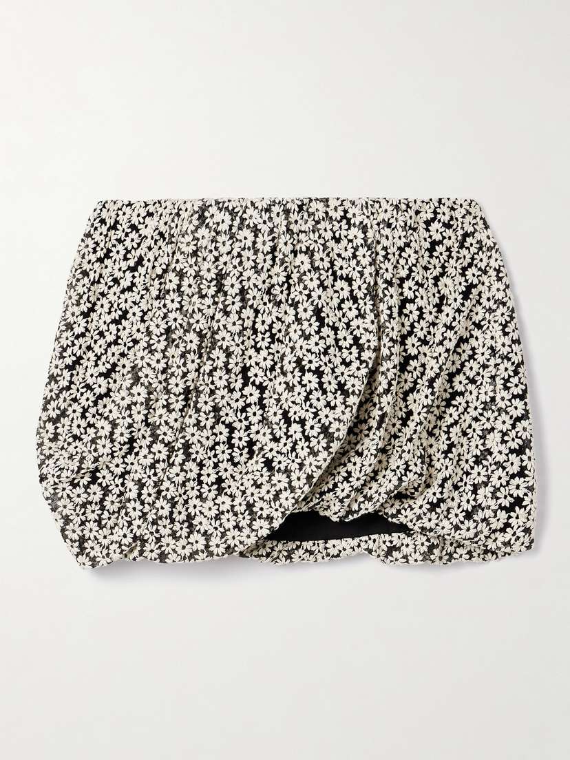 Isabel Marant Stacya Draped Embroidered Cotton-blend Tulle Mini Skirt
