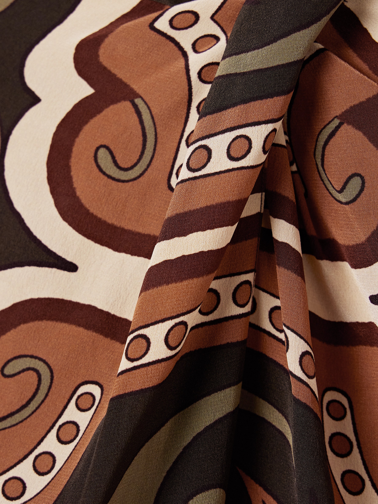 Johanna Ortiz Intricate Islands Gathered Printed Silk Crepe De Chine Blouse In Brown