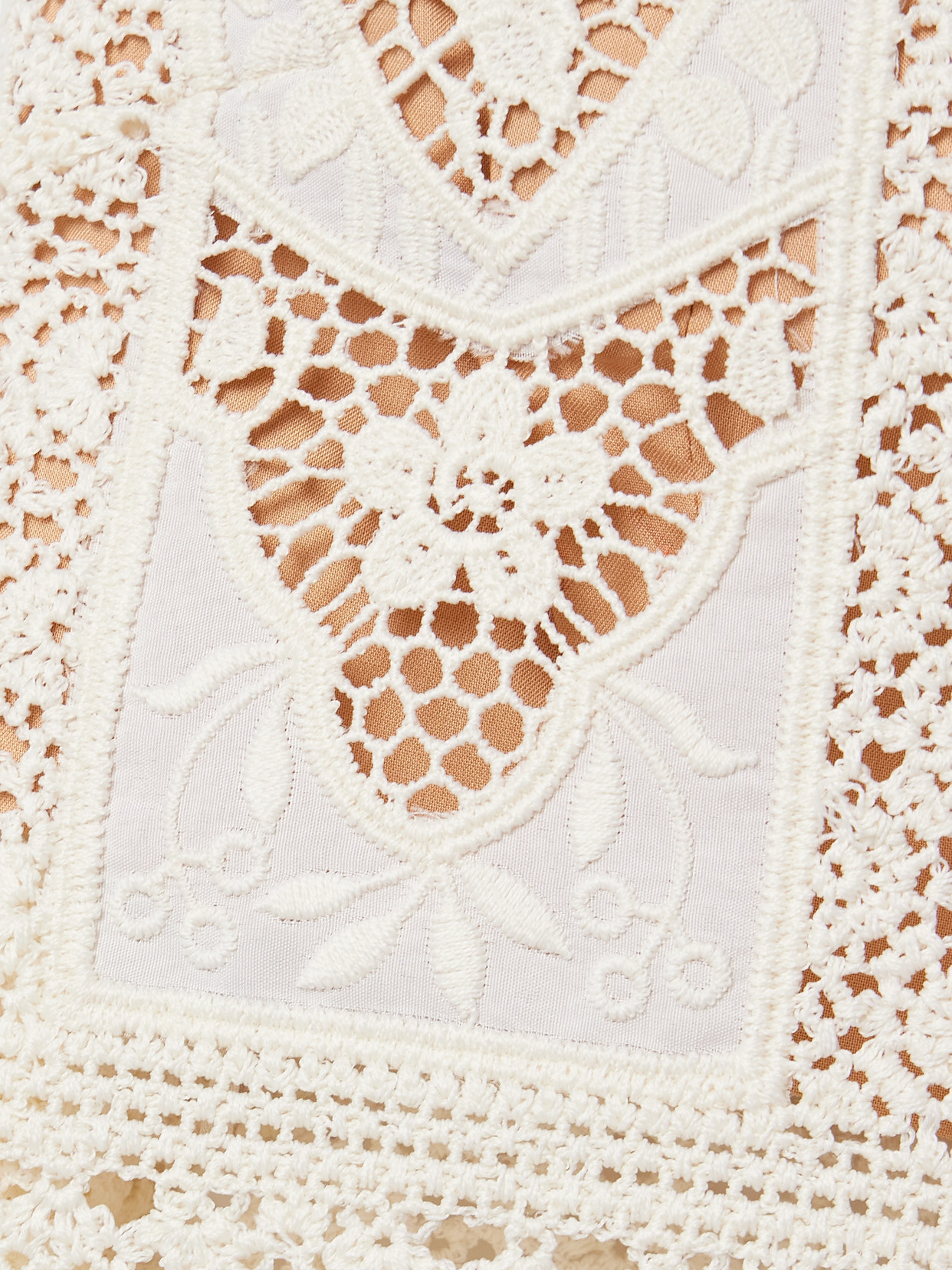 Johanna Ortiz Casablanca Cropped Embroidered Voile And Crocheted Tank In White