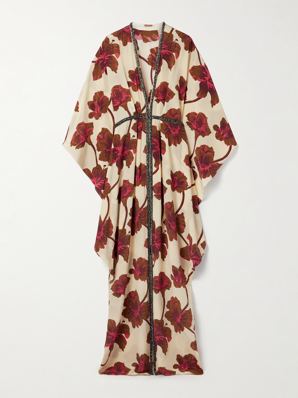 Johanna Ortiz Hear The Wind Sing Crystal-embellished Floral-print Silk Crepe De Chine Maxi Dress In Multi