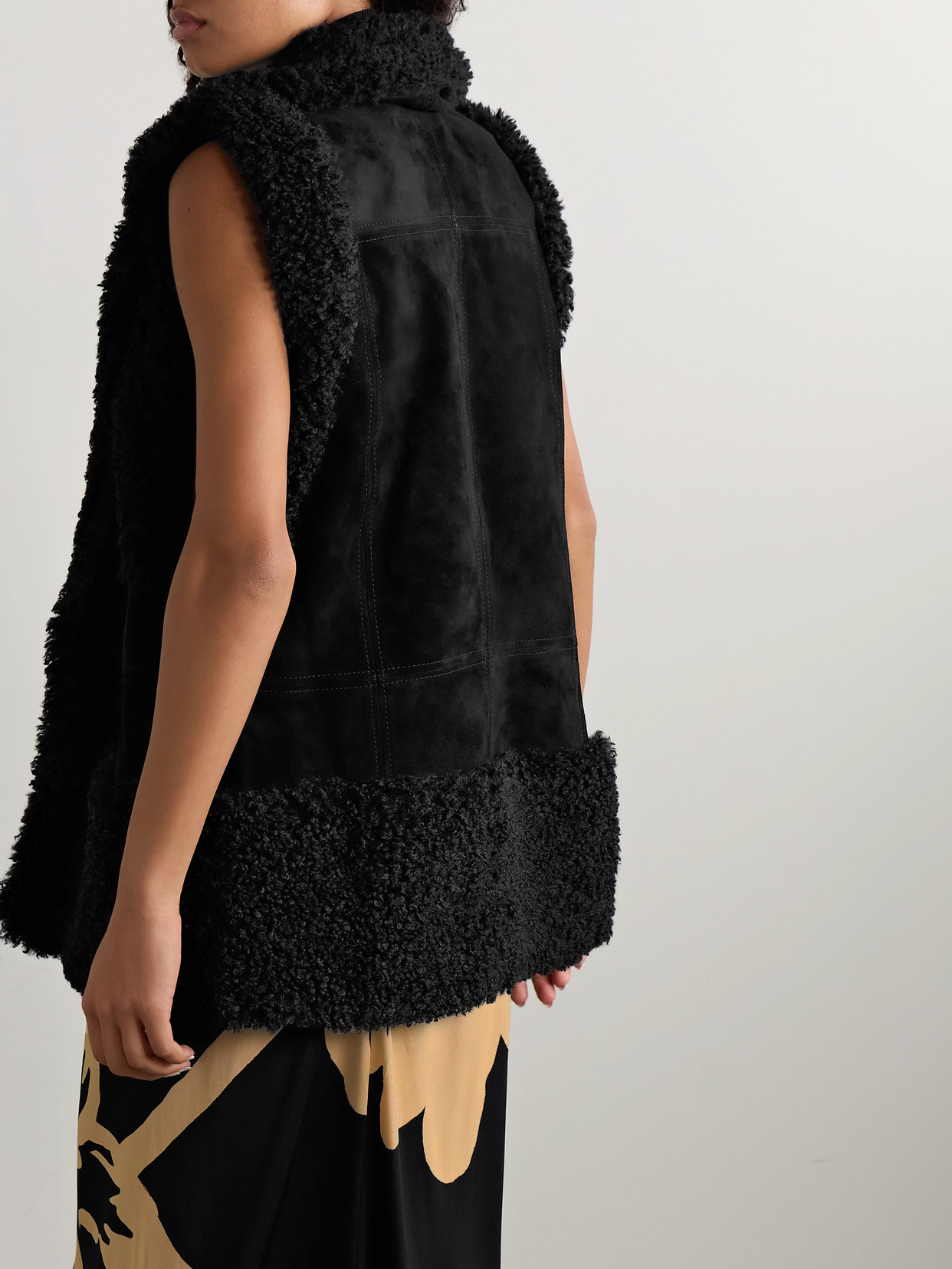 Johanna Ortiz Salty Air Suede And Recycled-fleece Vest In Black