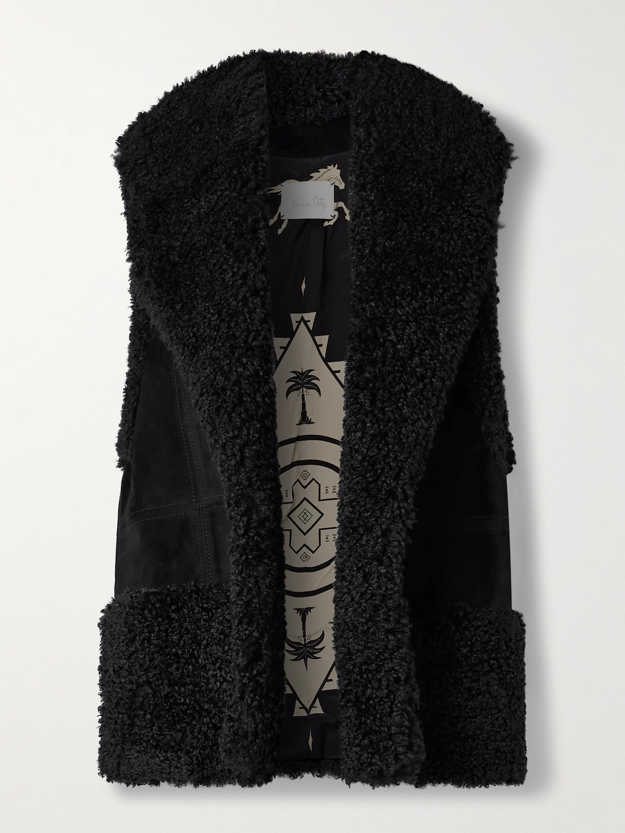 Johanna Ortiz Salty Air Suede And Recycled-fleece Vest In Black