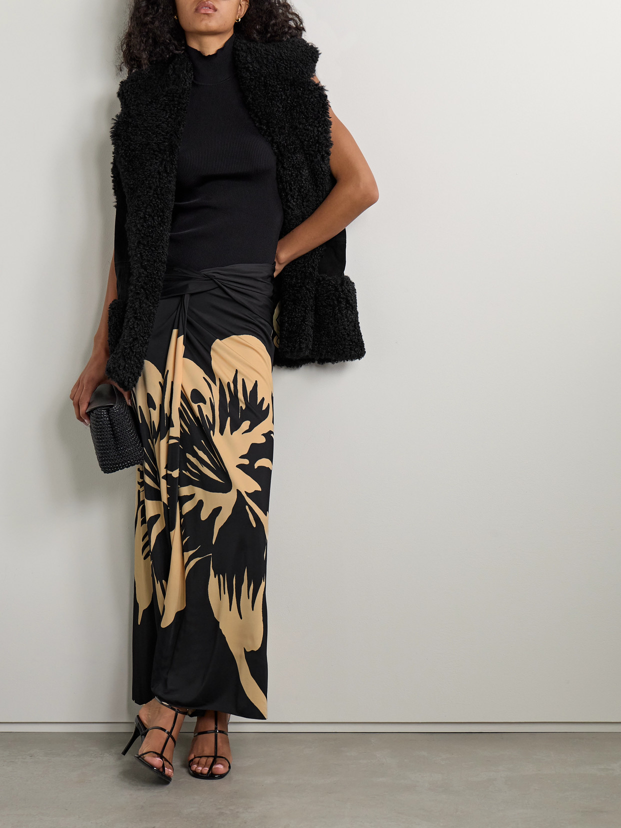 Johanna Ortiz Salty Air Suede And Recycled-fleece Vest In Black