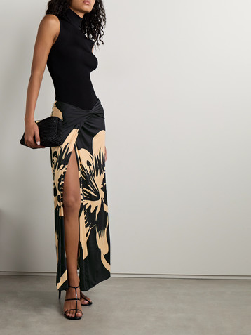 Johanna Ortiz Luminosity draped floral-print stretch-jersey maxi skirt