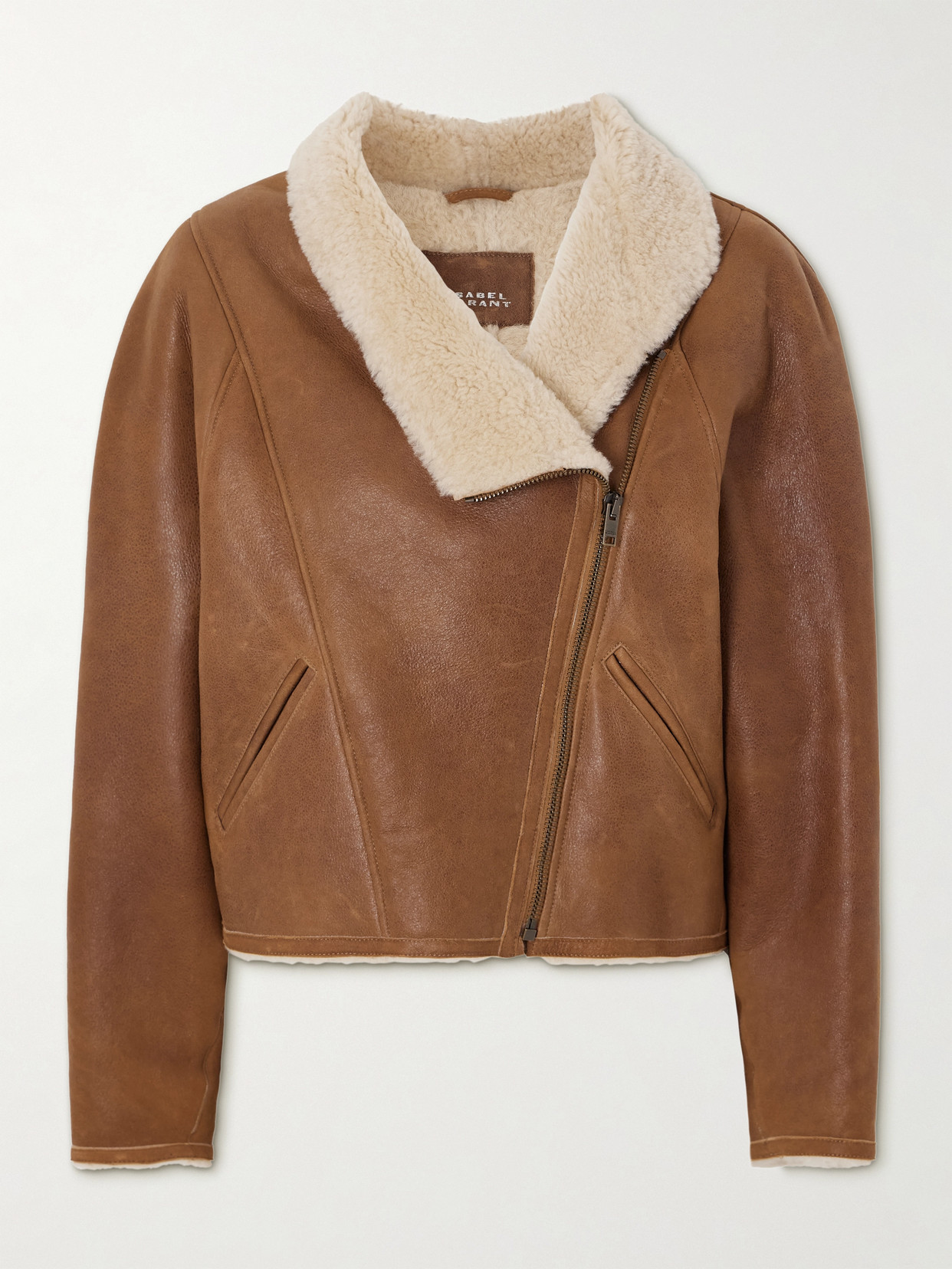 Isabel Marant Luxurious Shearling Leather Jacket With High Collar In Brown