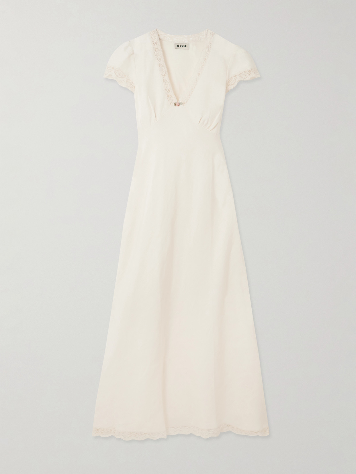 Rixo London Clarice Lace-trimmed Linen-blend Midi Dress
