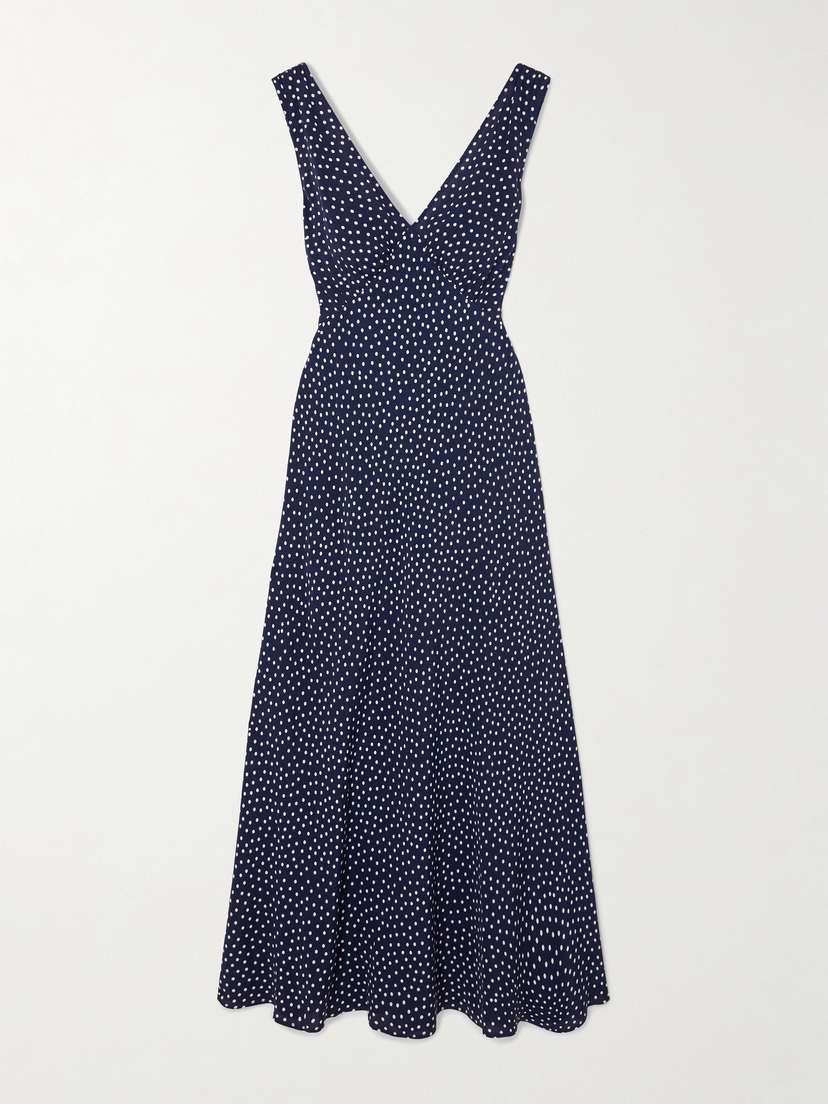 Rixo Sandrine Polka-dot Crepe Midi Dress