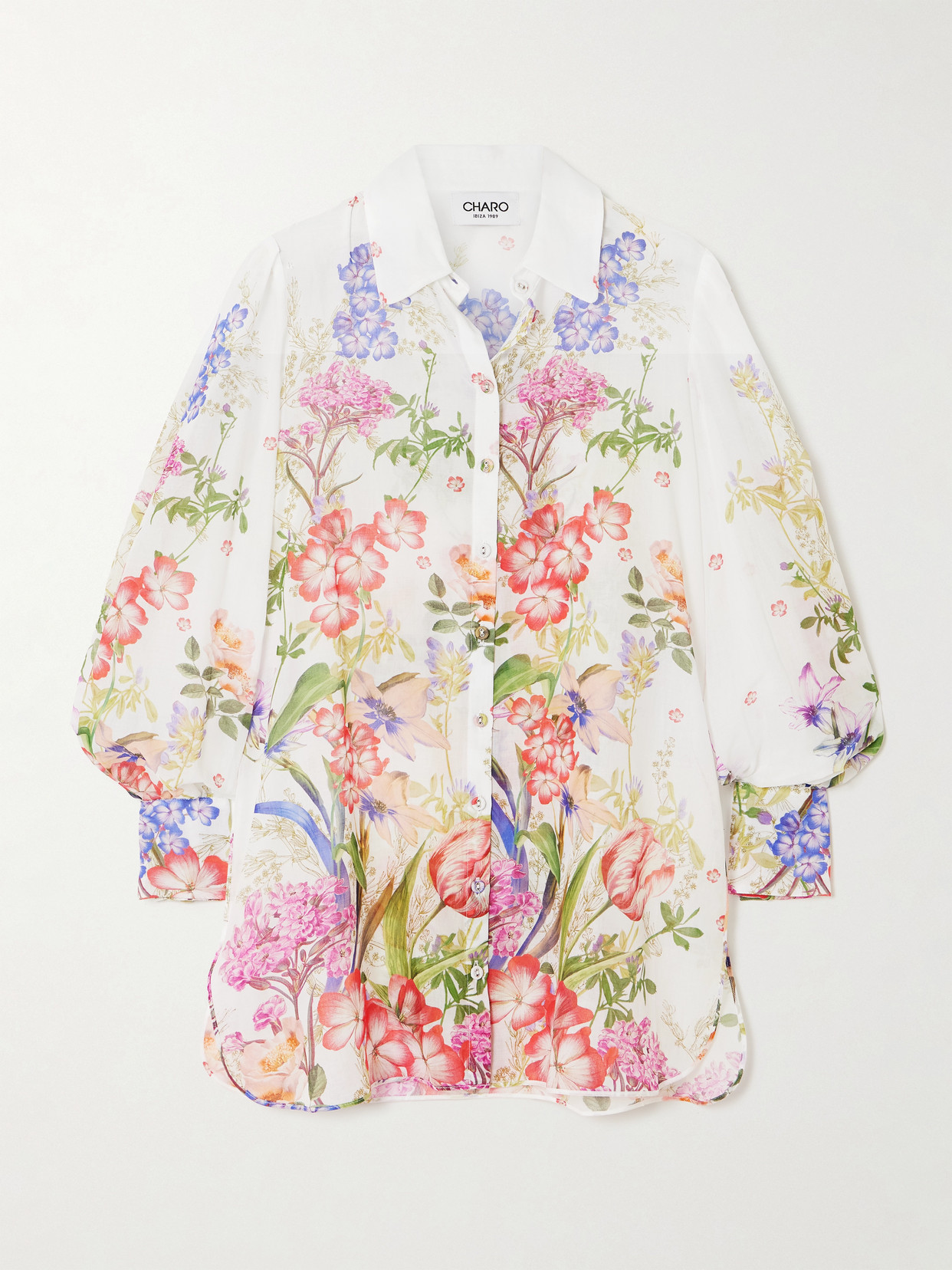 Charo Ruiz Aster Floral-print Cotton-blend Voile Shirt