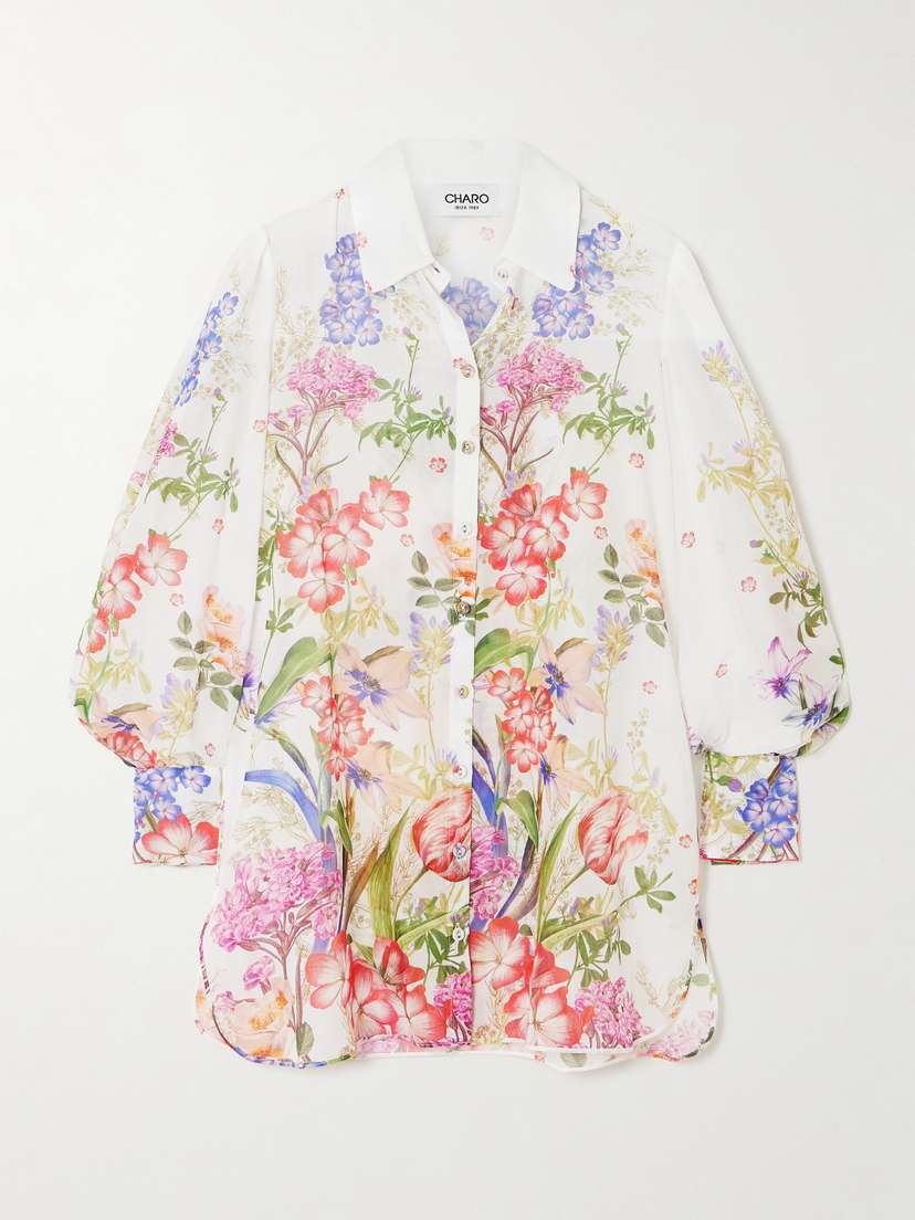 Charo Ruiz Aster Floral-print Cotton-blend Voile Shirt