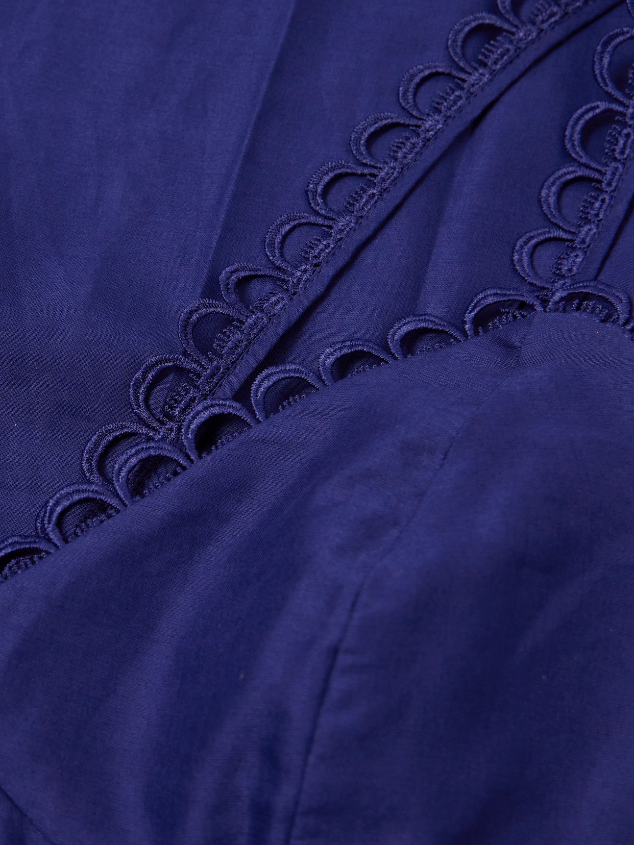 Charo Ruiz Iraso Guipure Lace-trimmed Cotton-blend Voile Midi Dress In Blue