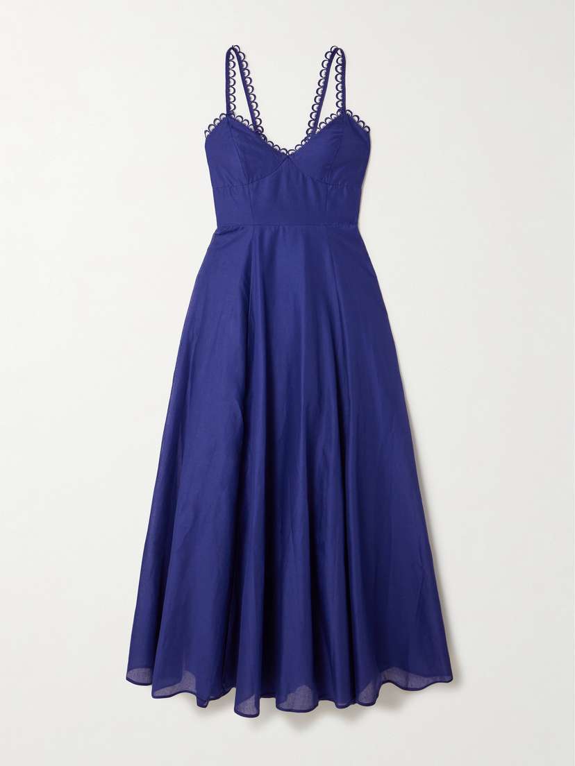 Charo Ruiz Iraso Guipure Lace-trimmed Cotton-blend Voile Midi Dress