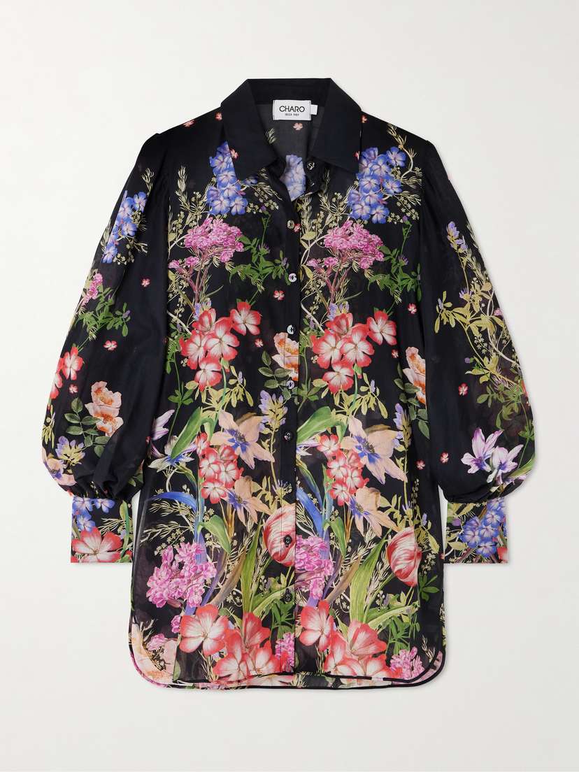 Charo Ruiz Aster Floral-print Cotton-blend Voile Shirt