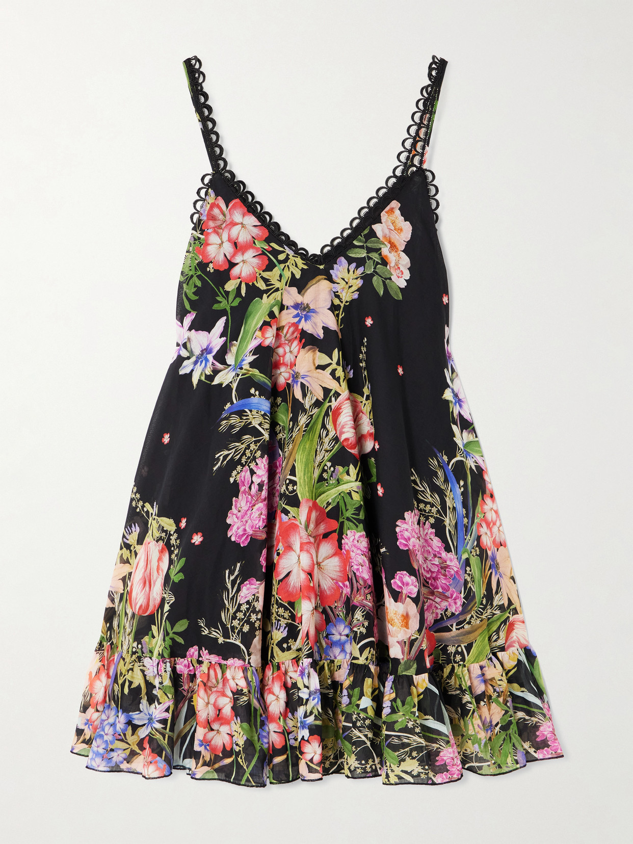 Charo Ruiz Lily Ruffled Floral-print Cotton-blend Voile Mini Dress