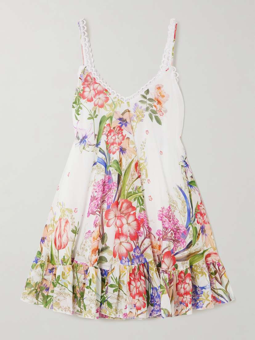Charo Ruiz Lily Ruffled Floral-print Cotton-blend Voile Mini Dress