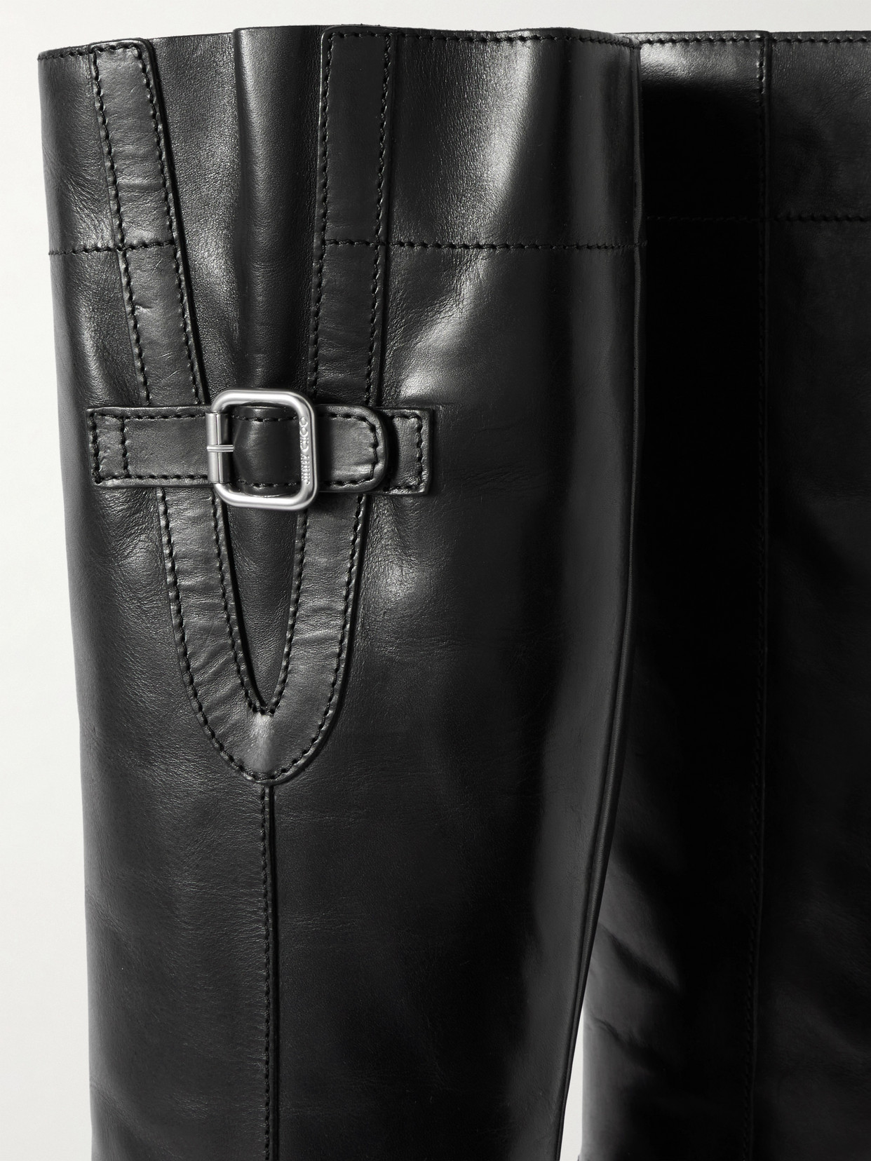 Jimmy Choo Tasmin 70 Buckled Glossed-leather Knee Boots In Black