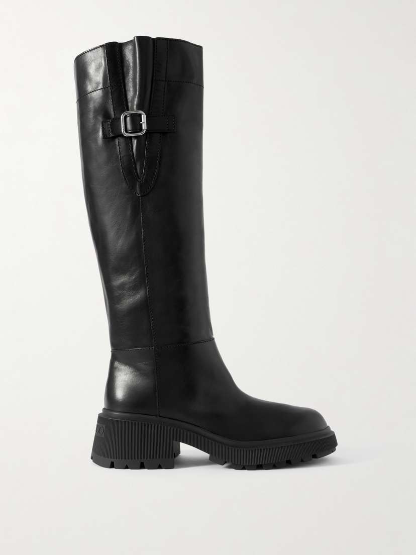 Jimmy Choo Tasmin 70 Buckled Glossed-leather Knee Boots