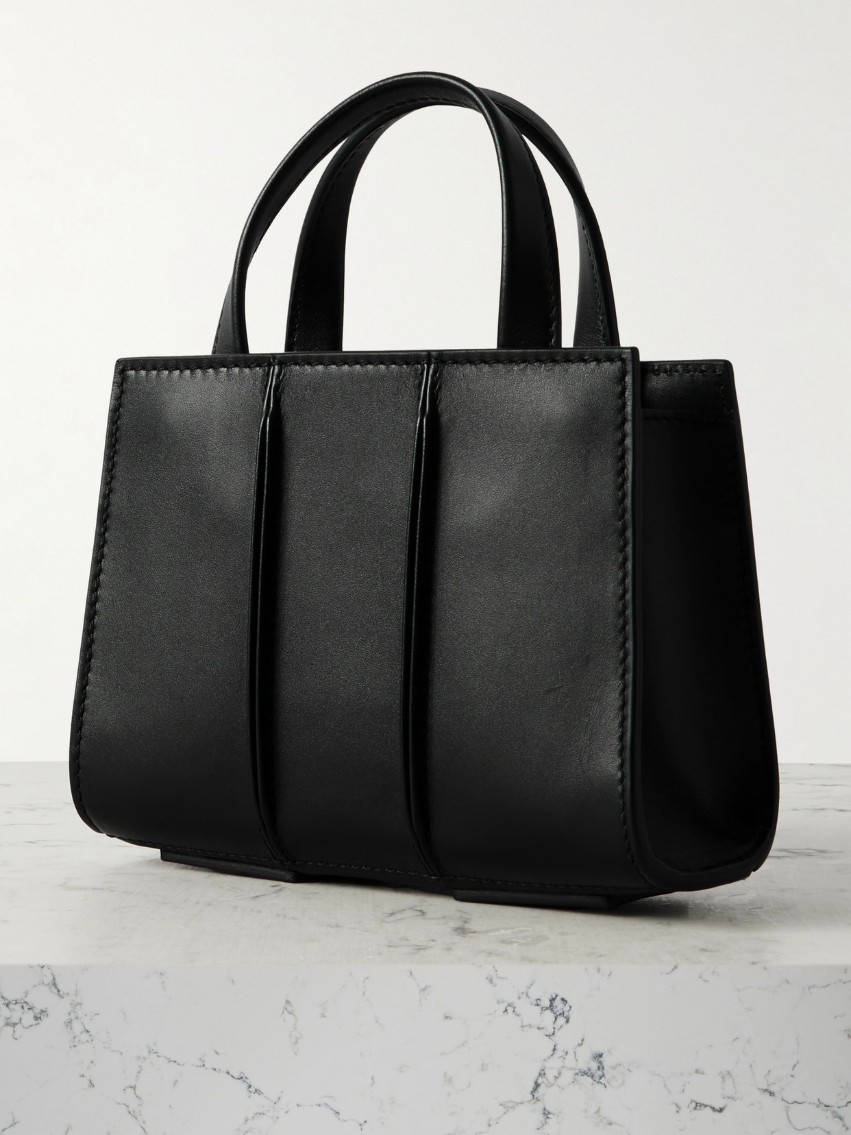 Max Mara Whitney Bag 2 Nano Pleated Leather Tote In Black