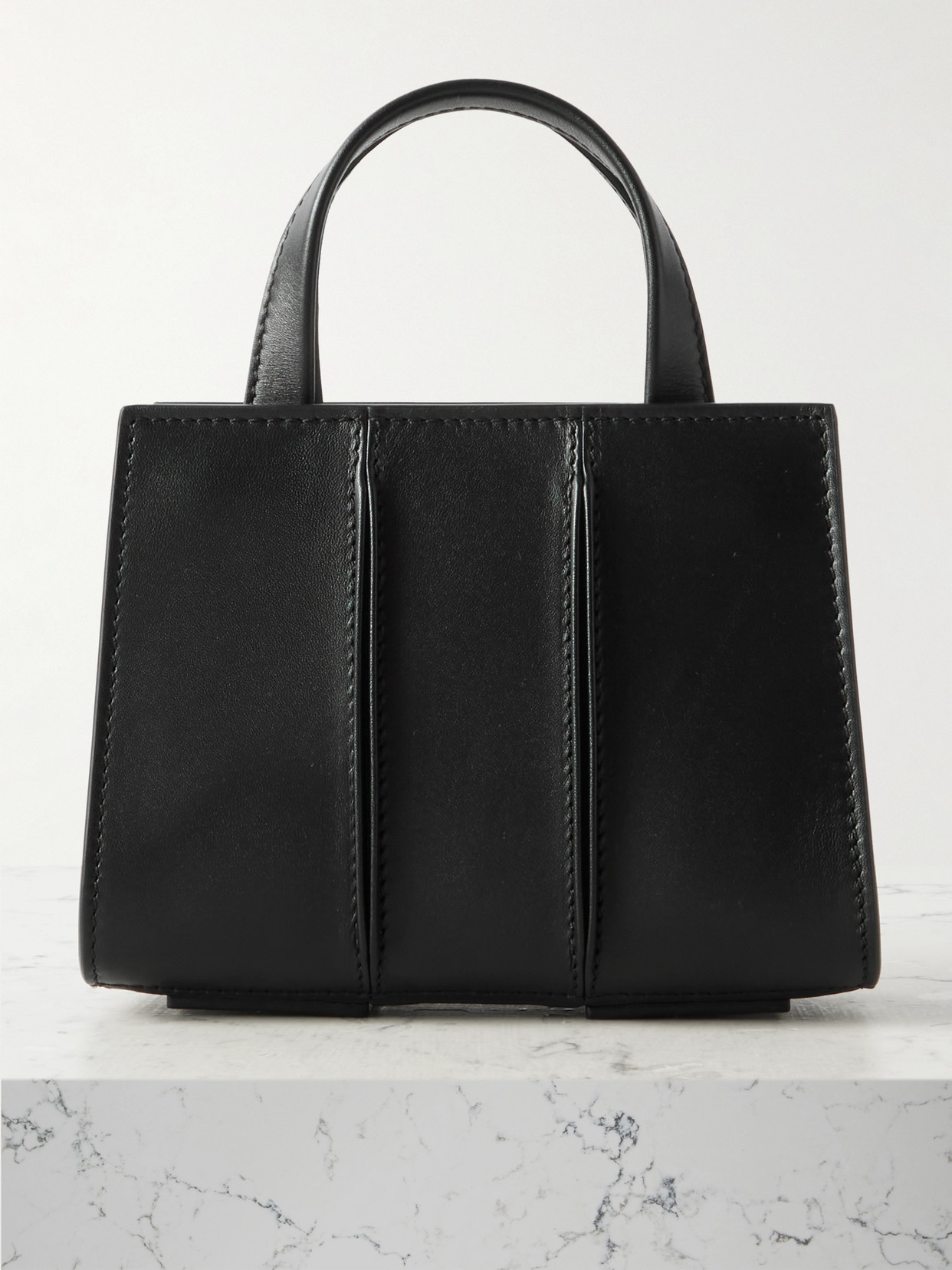 Max Mara Whitney Bag 2 Nano Pleated Leather Tote In Black
