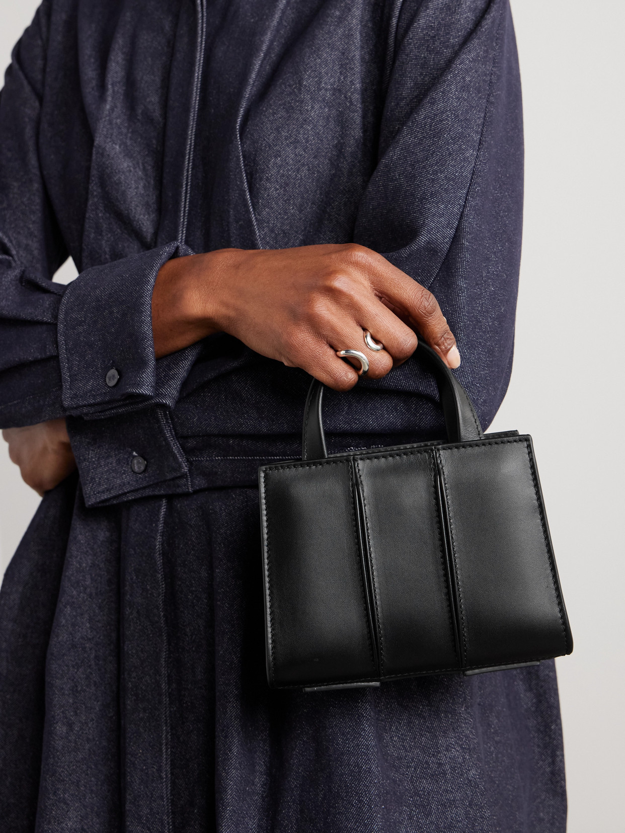 Max Mara Whitney Bag 2 Nano Pleated Leather Tote In Black