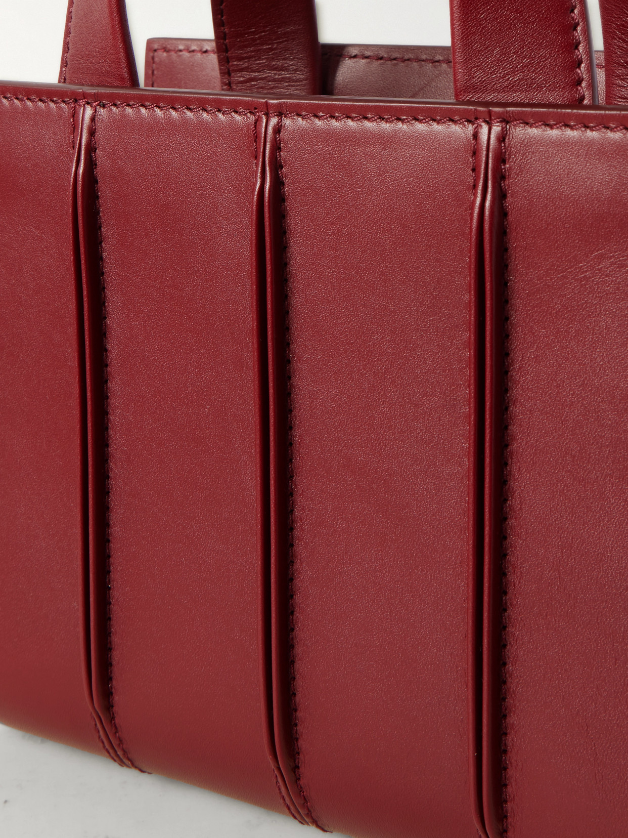 Max Mara Whitney Bag 3 Micro Pleated Leather Tote In Burgundy