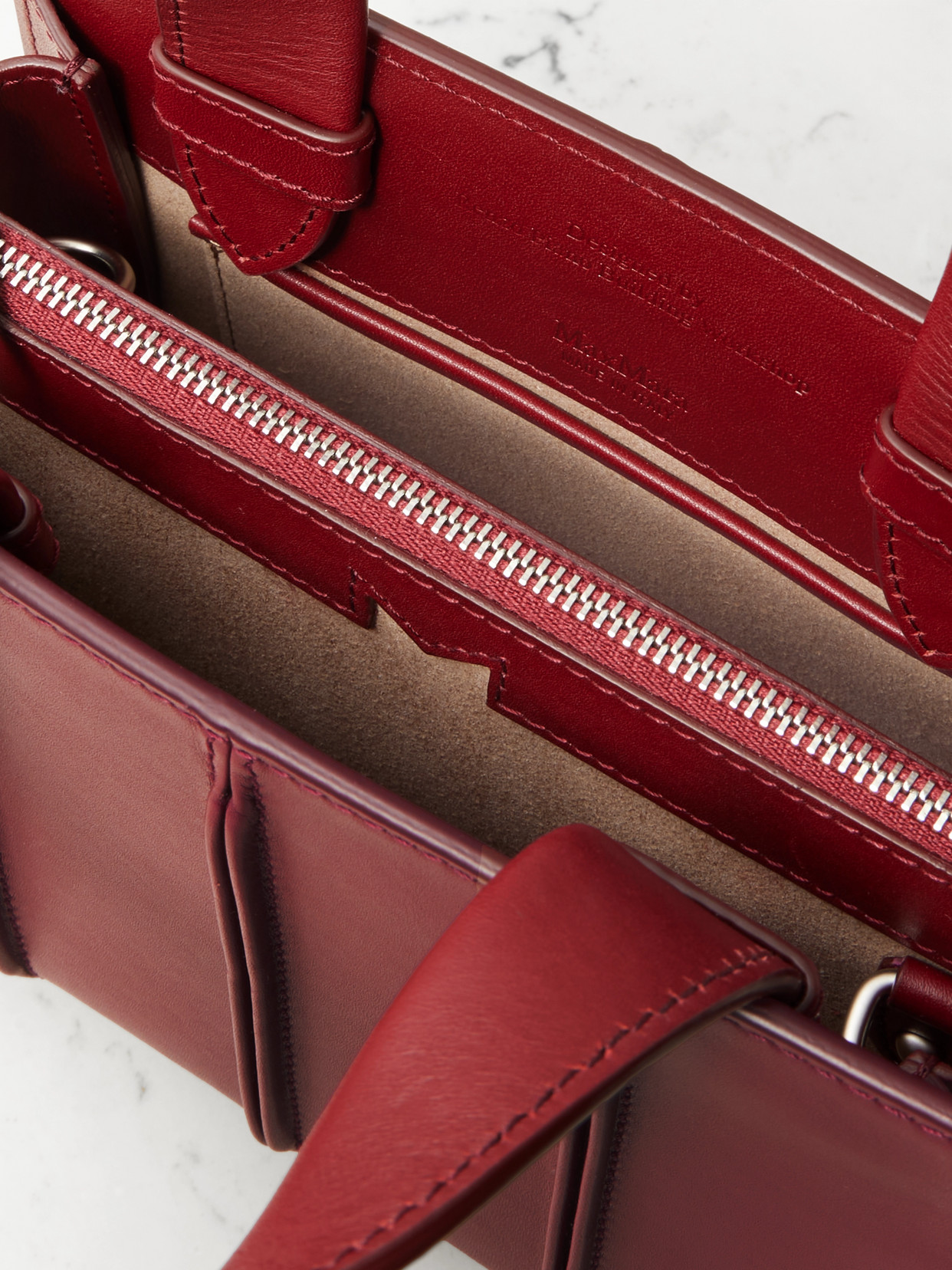 Max Mara Whitney Bag 3 Micro Pleated Leather Tote In Burgundy