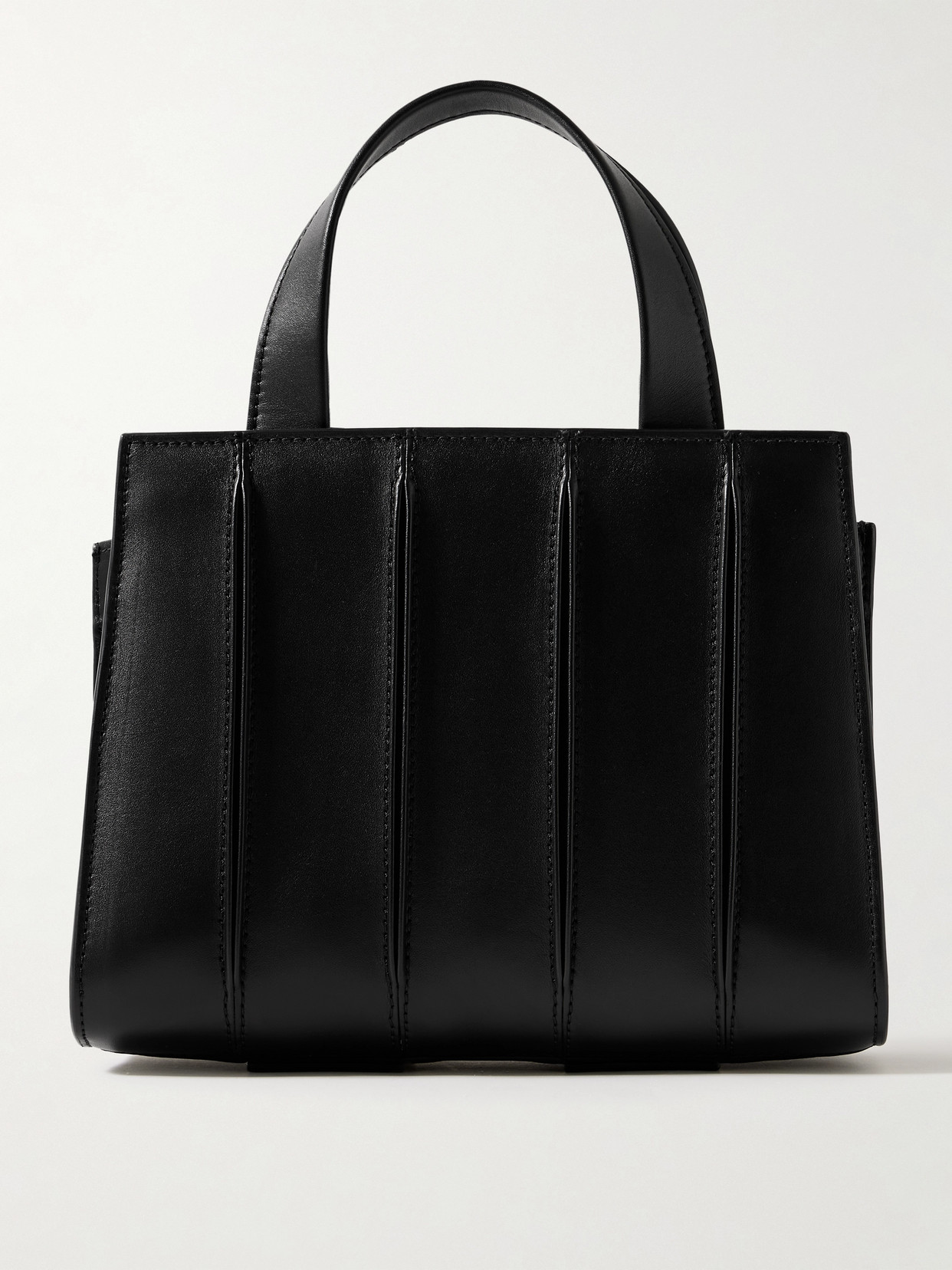 Max Mara Whitney Small Pleated Leather Tote In Black