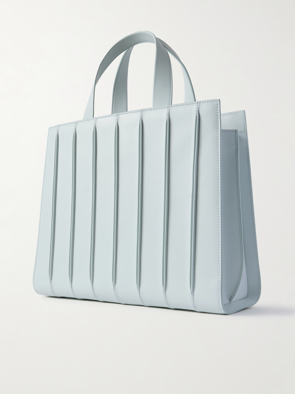 Max Mara Whitney Bag 7 Large Pleated Leather Tote In Silver
