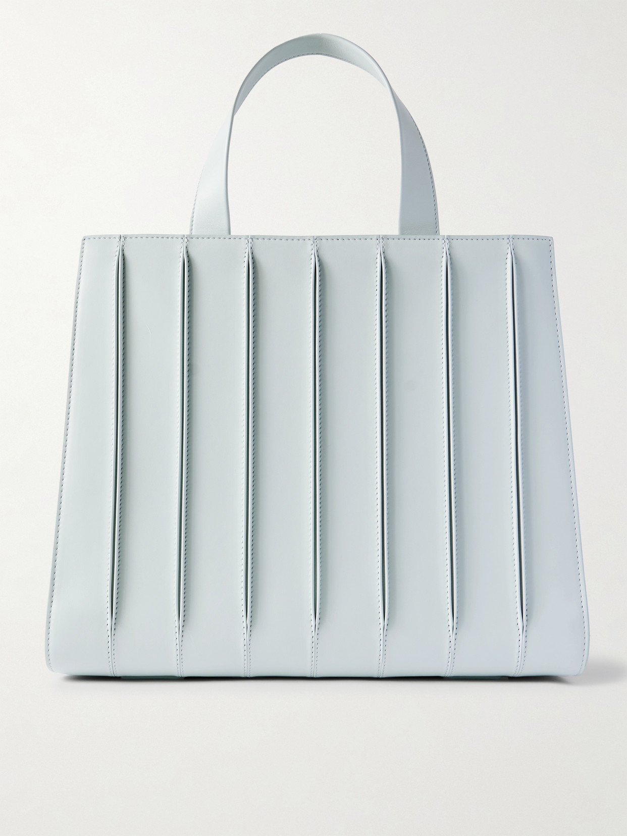 Max Mara Whitney Bag 7 Large Pleated Leather Tote In Silver