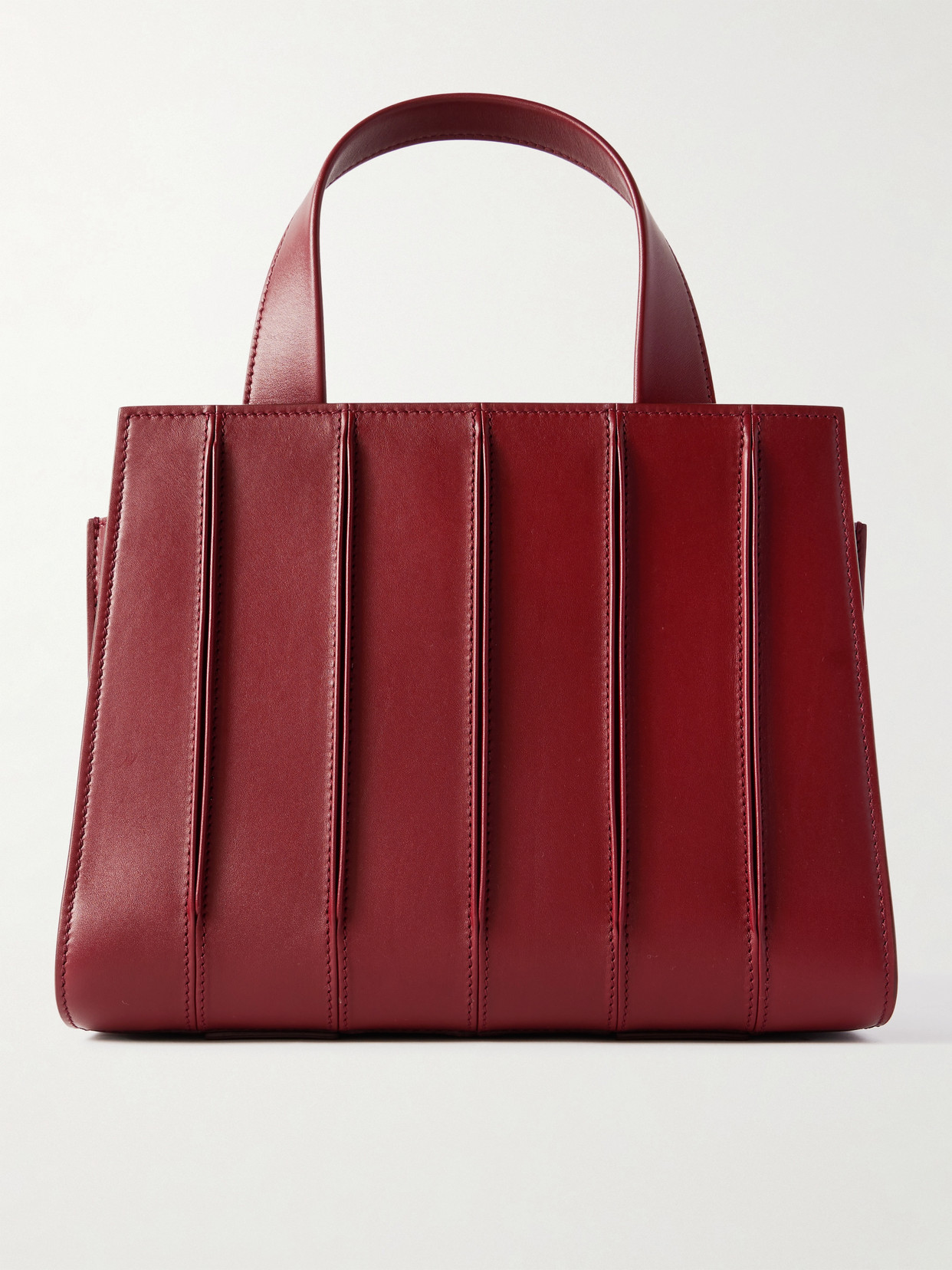 Max Mara - Whitney Bag 5 Medium Pleated Leather Tote - Burgundy